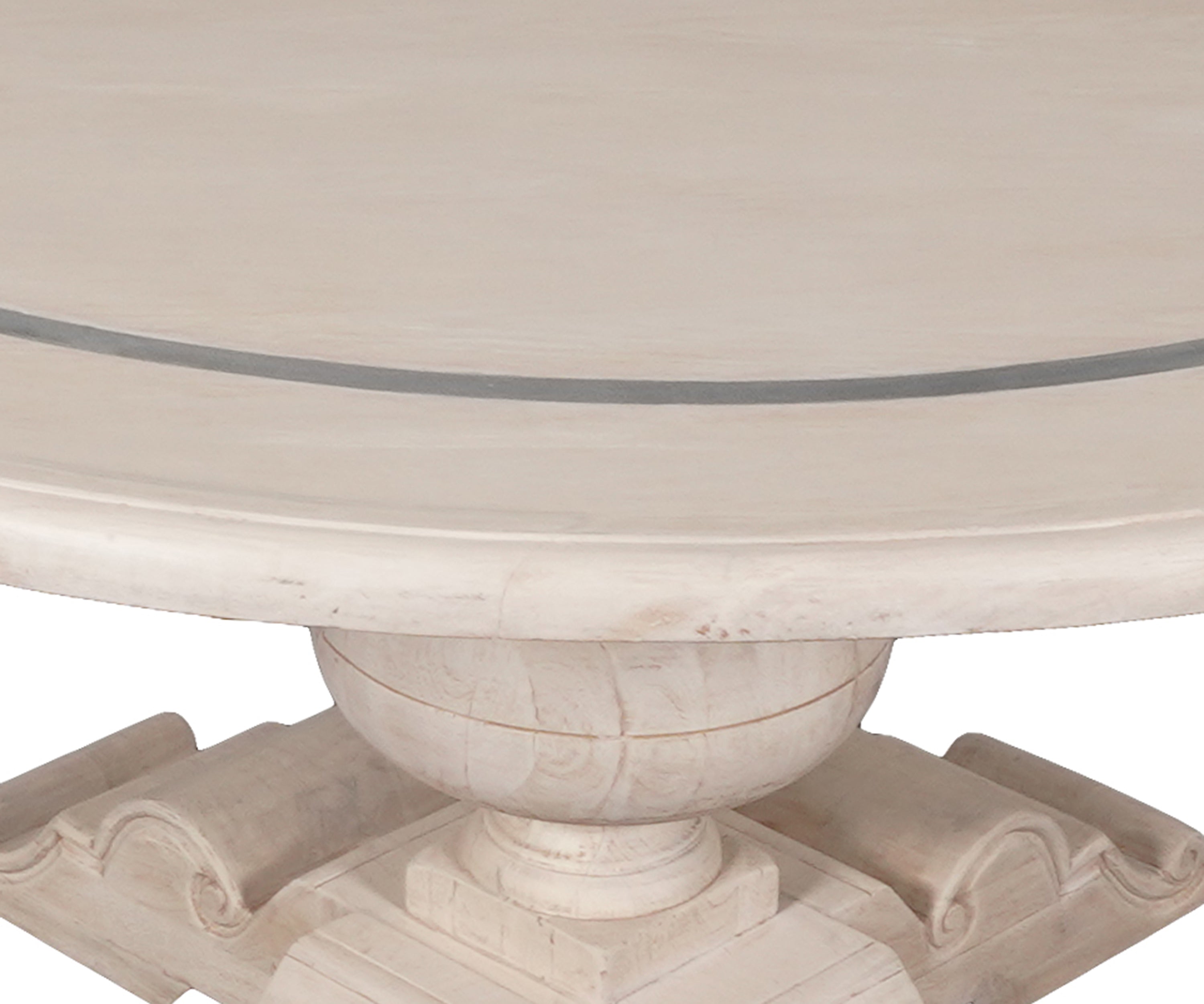 Baroque-Style Round Dining Table with Urn Pedestal & Scroll Base