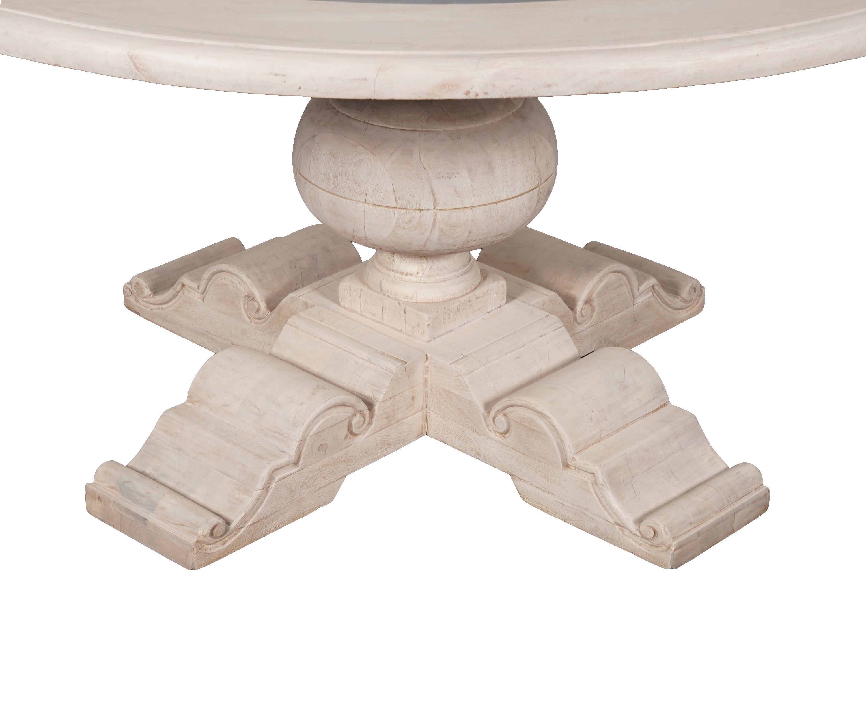 Baroque-Style Round Dining Table with Urn Pedestal & Scroll Base