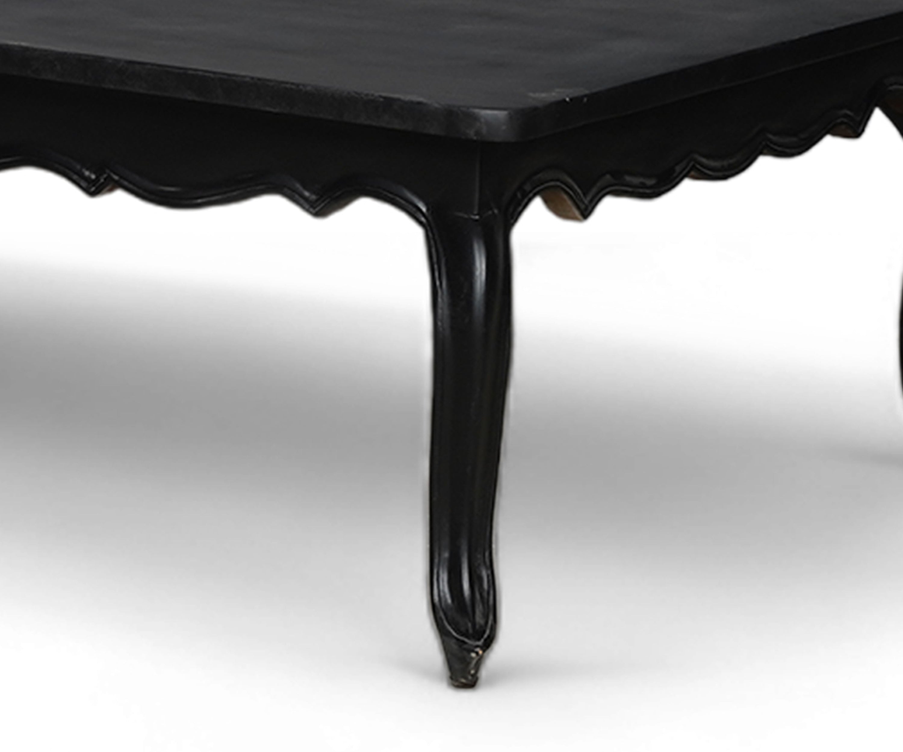 Black French Provincial Coffee Table with Cabriole Legs