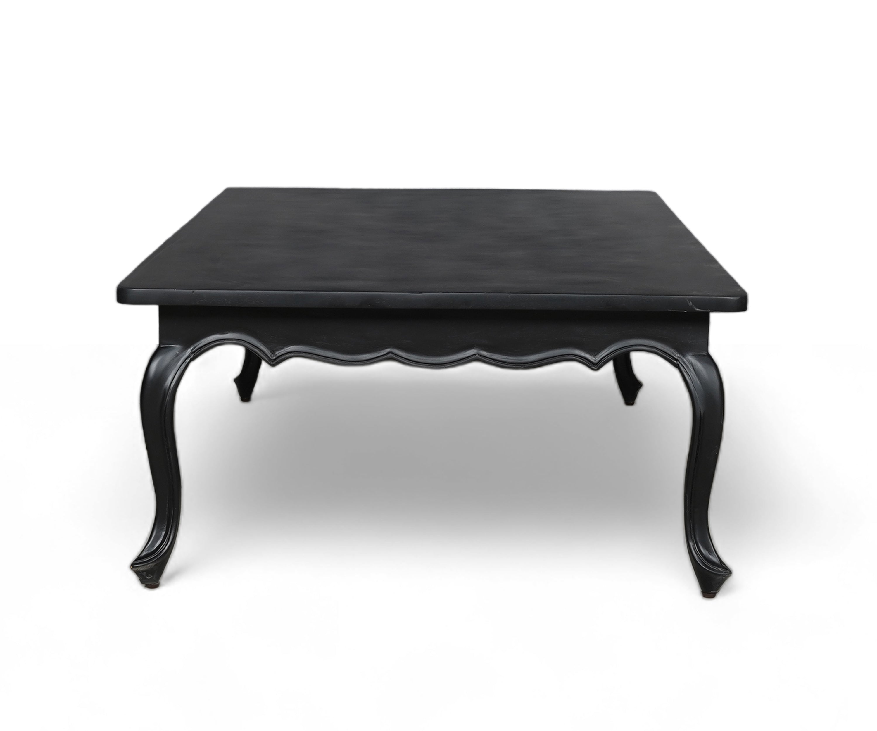 Black French Provincial Coffee Table with Cabriole Legs