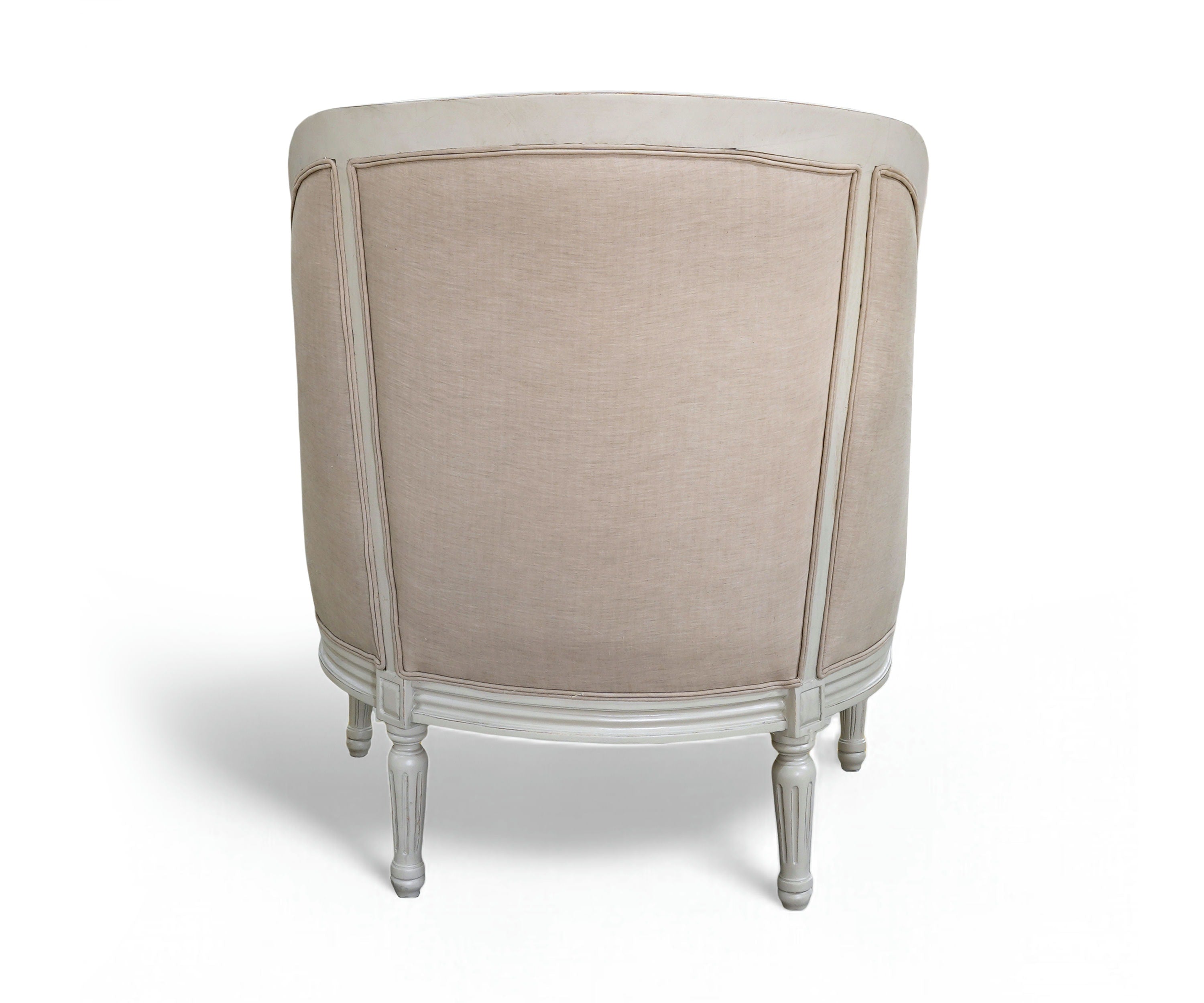 French Bergere Linen Accent Chair - White & Beige