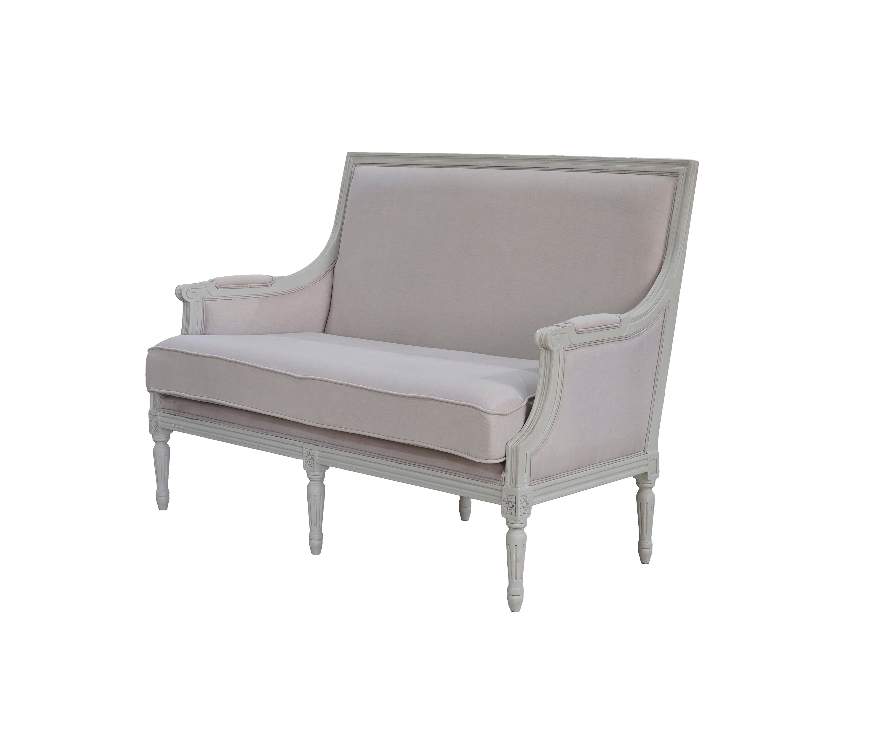 Gustavian Upholstered Two-Seater Sofa with Solid Wood Frame
