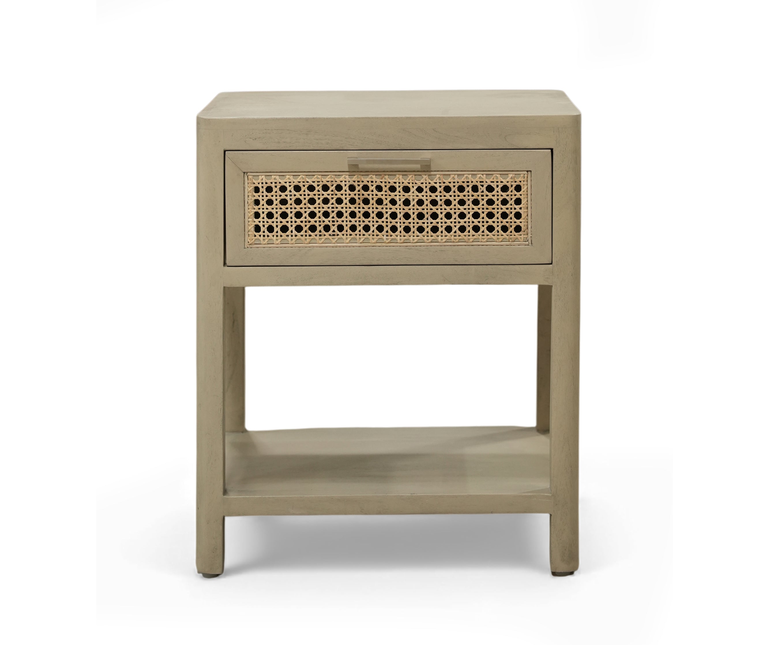 Sand Cane Front Bed Side Table with Open Shelf