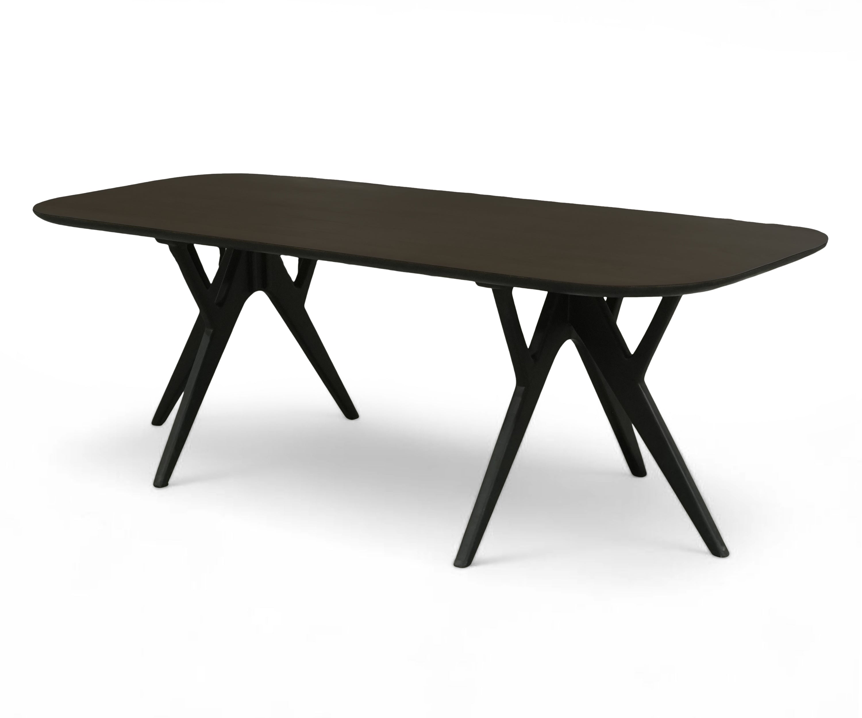 Modern Black 8 Seater Dining Table with Sculptural Trestle Base