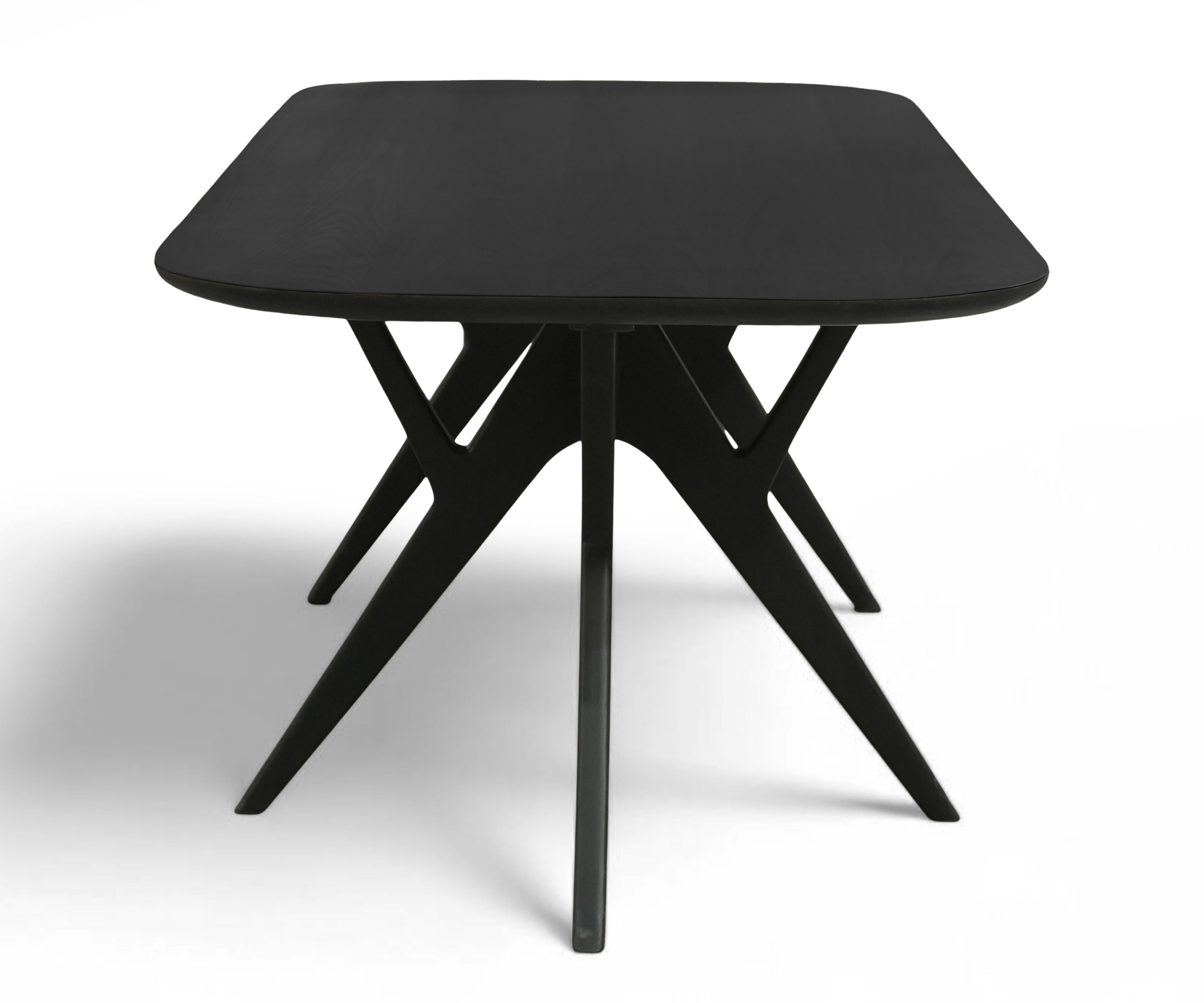 Modern Black 8 Seater Dining Table with Sculptural Trestle Base