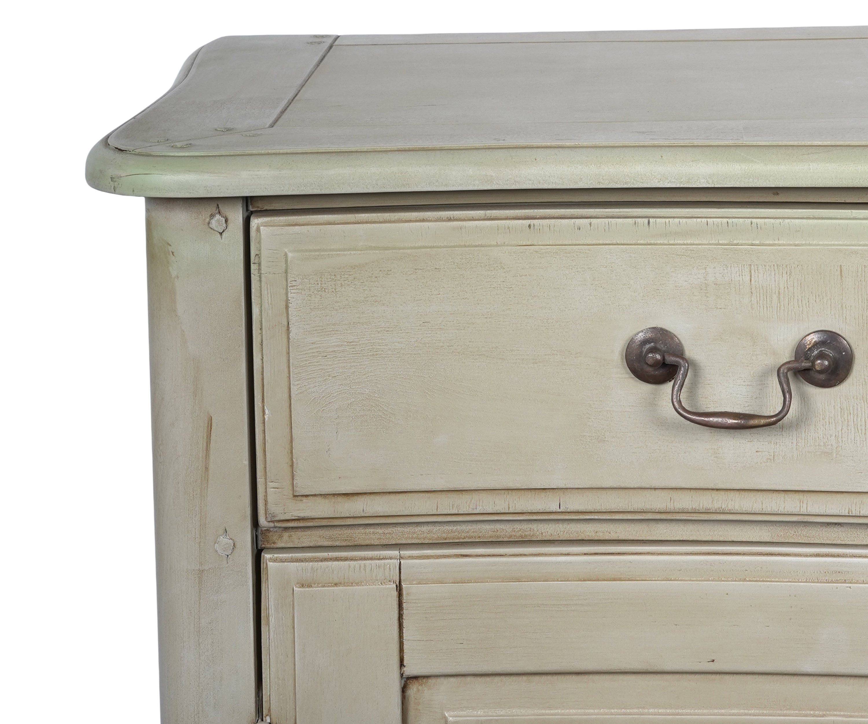 Gustavian Ivory Acacia Wood Sideboard Cabinet with Drawers