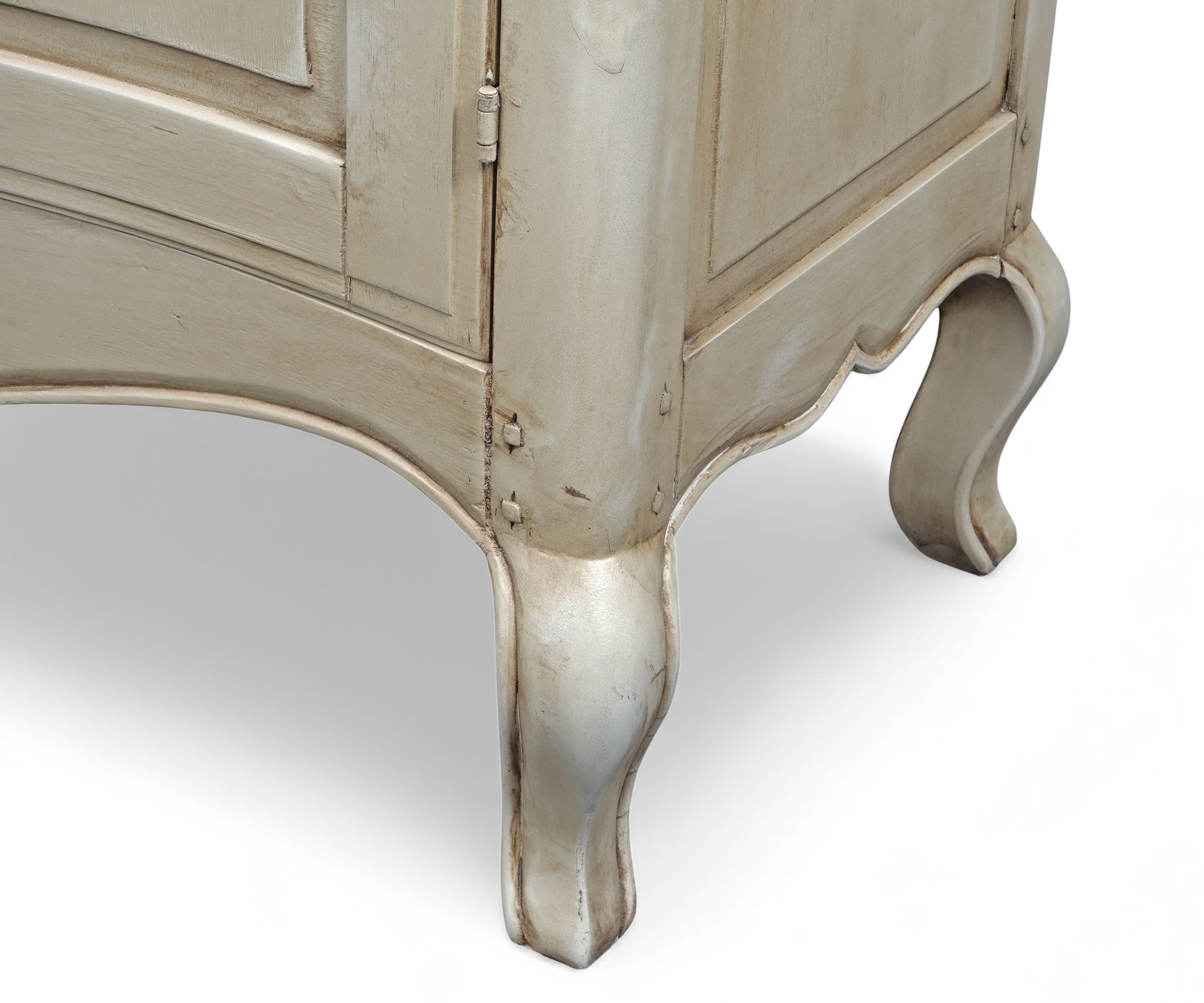 Gustavian Ivory Acacia Wood Sideboard Cabinet with Drawers