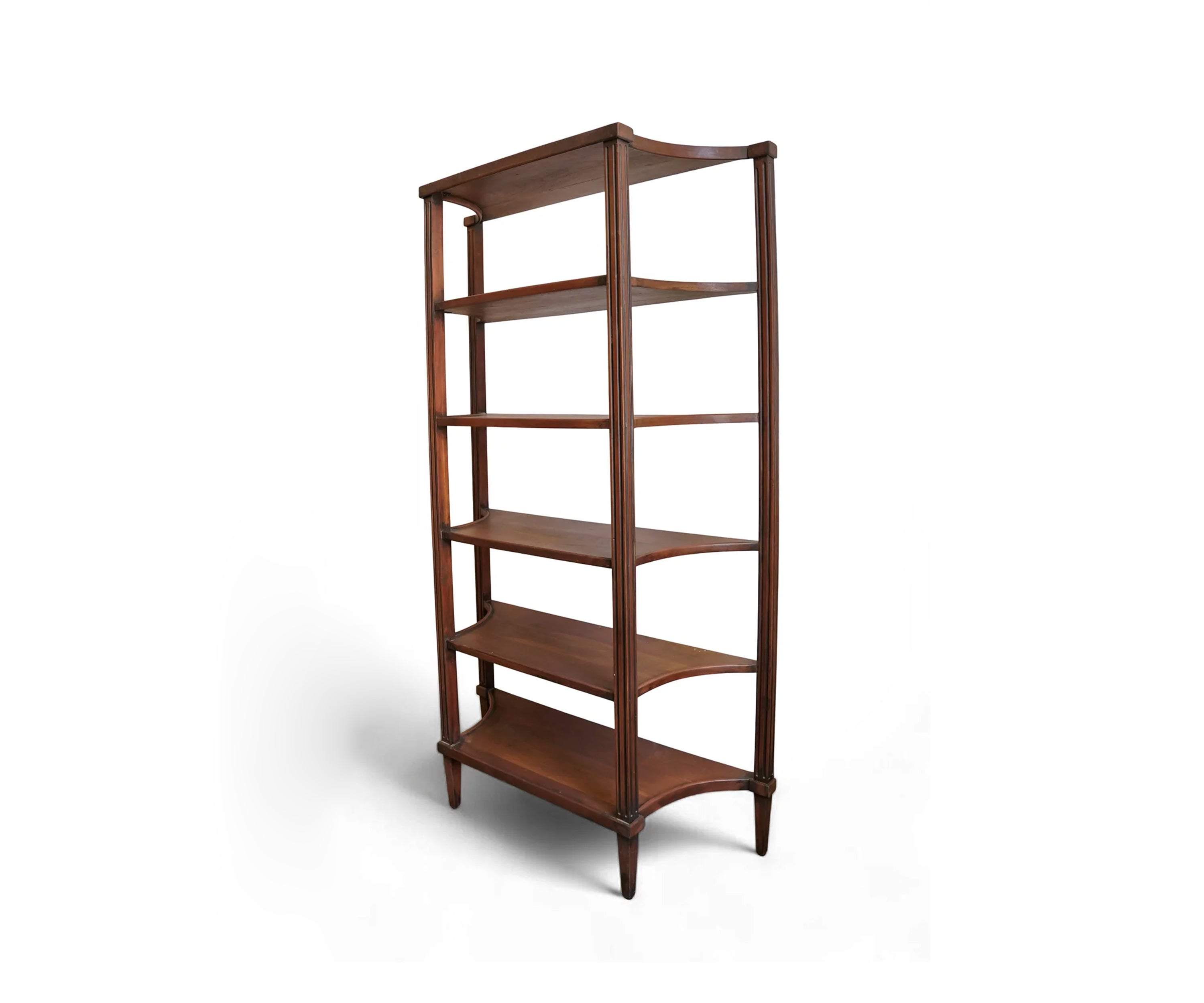 Solid Wood Open Display Bookshelf with Curved Shelves