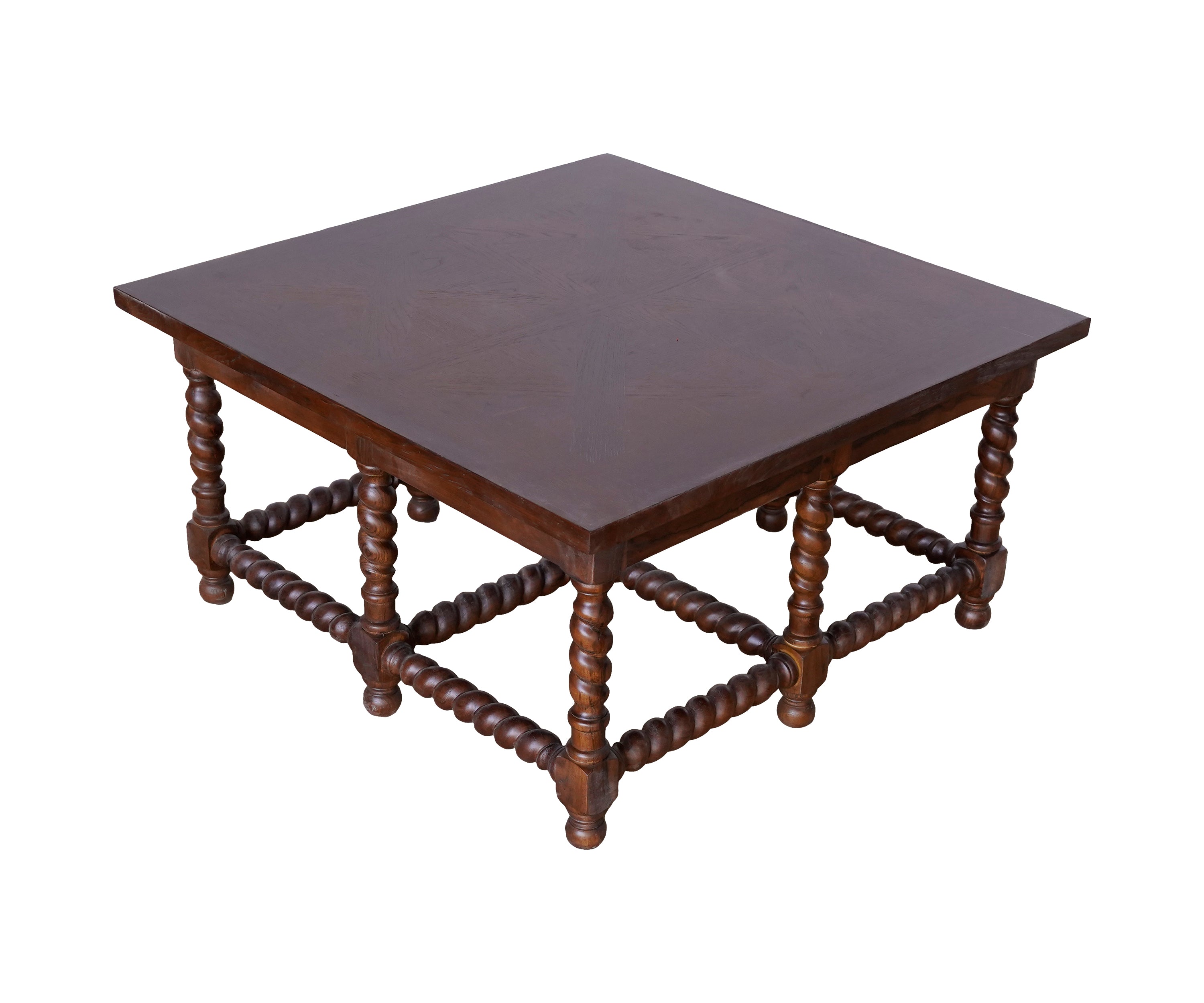 Square Barley Twist Wooden Coffee Table in Brown