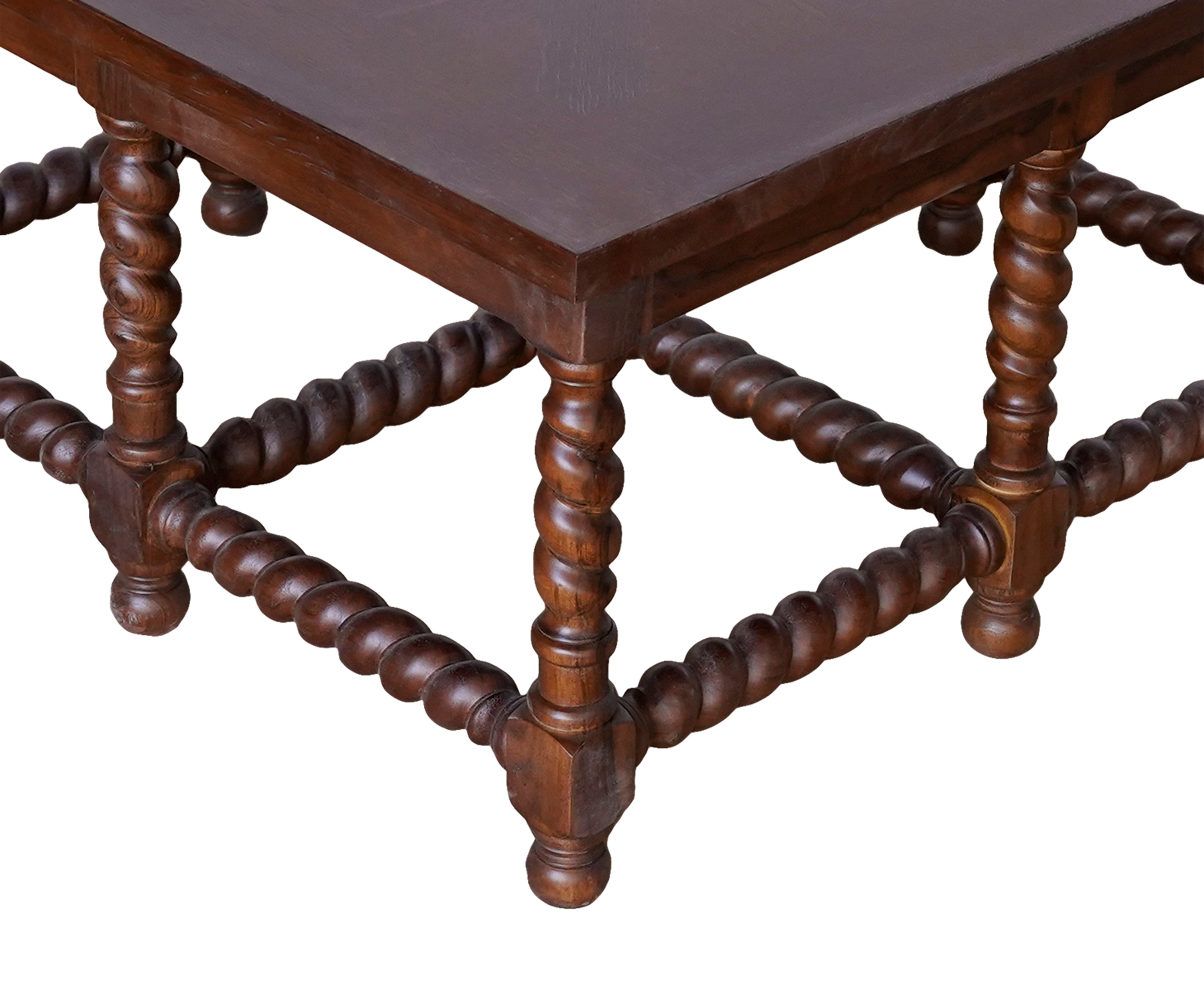 Square Barley Twist Wooden Coffee Table in Brown