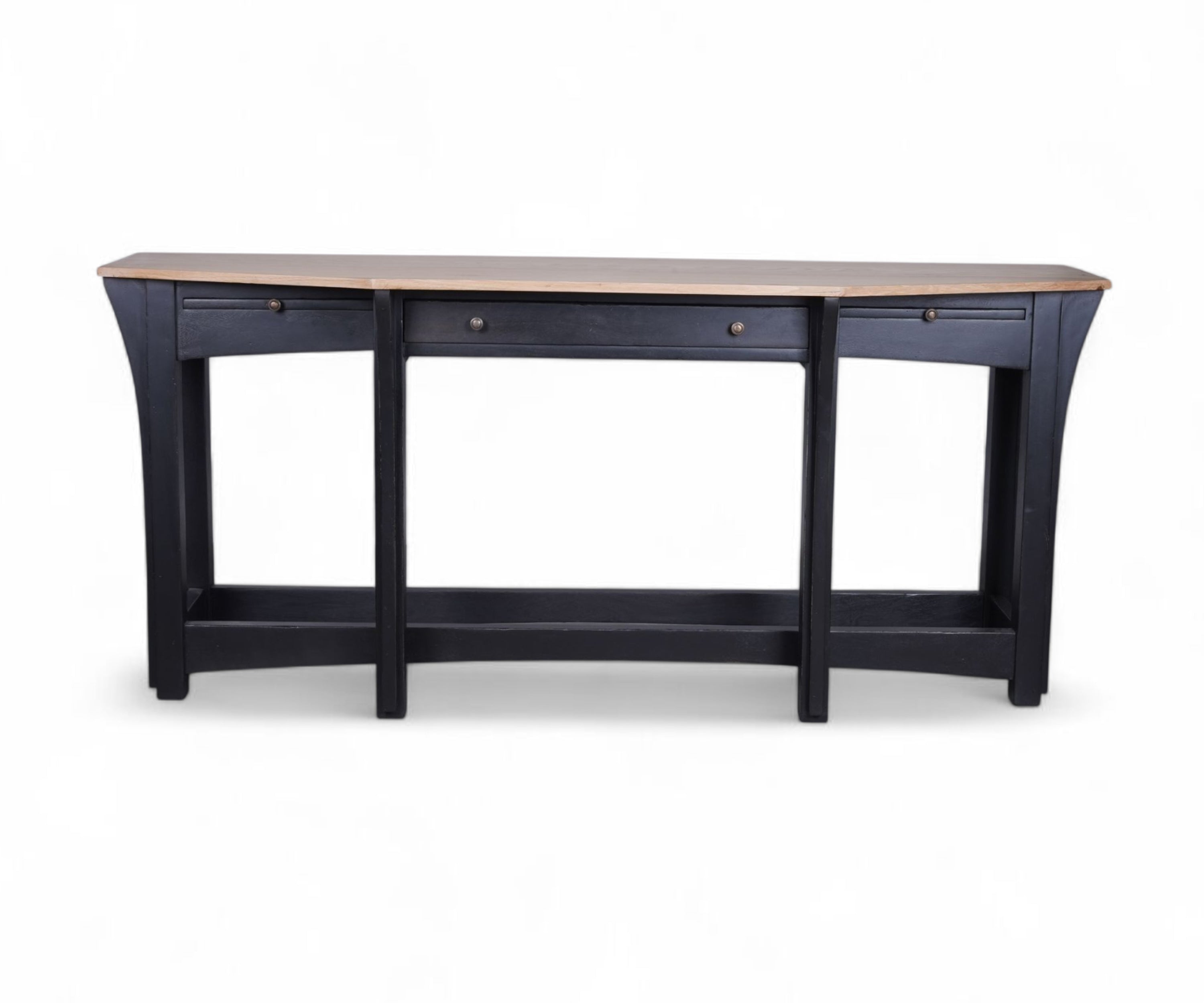 Two-Tone Console Table with Drawers & Brass Knobs