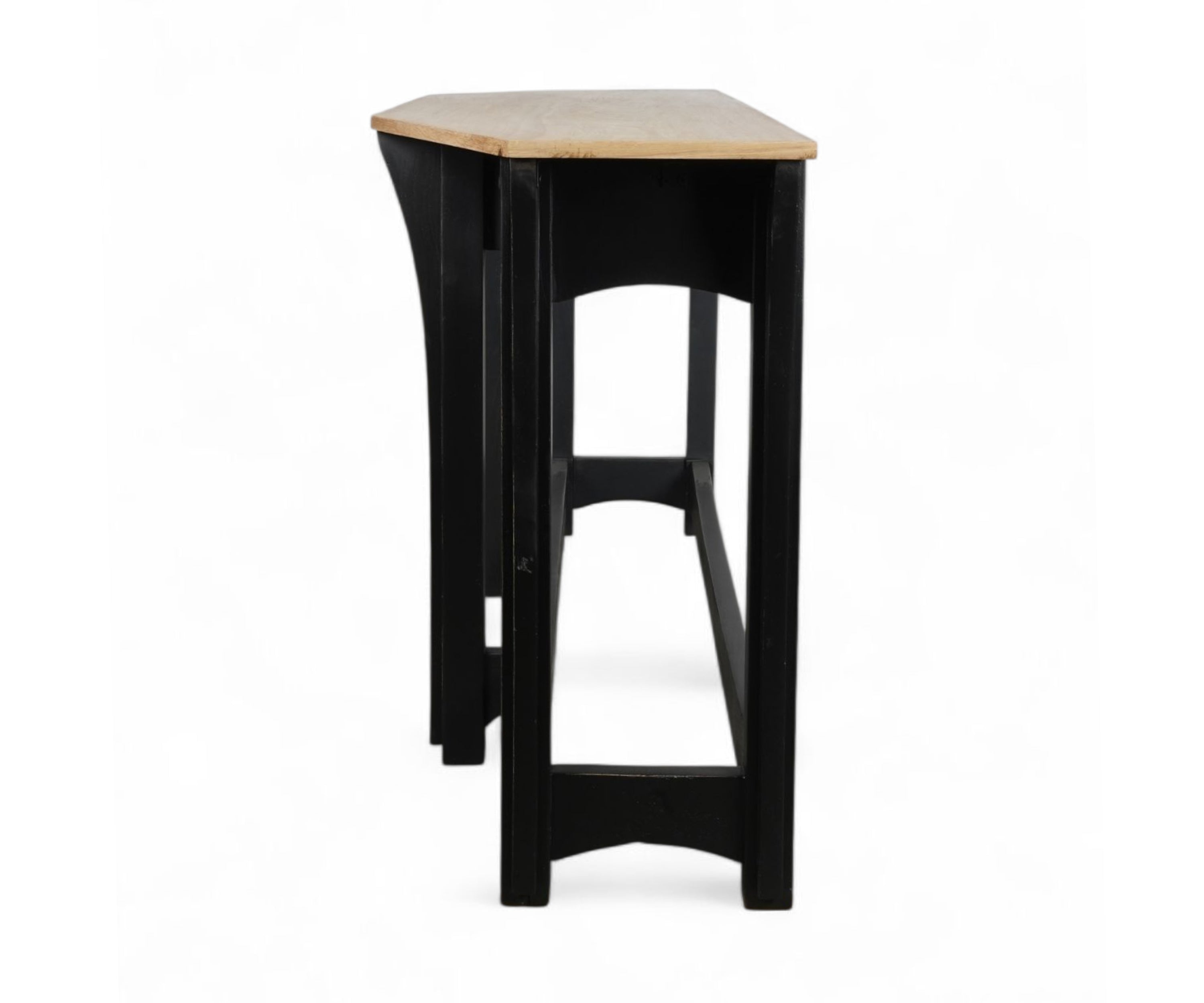 Two-Tone Console Table with Drawers & Brass Knobs