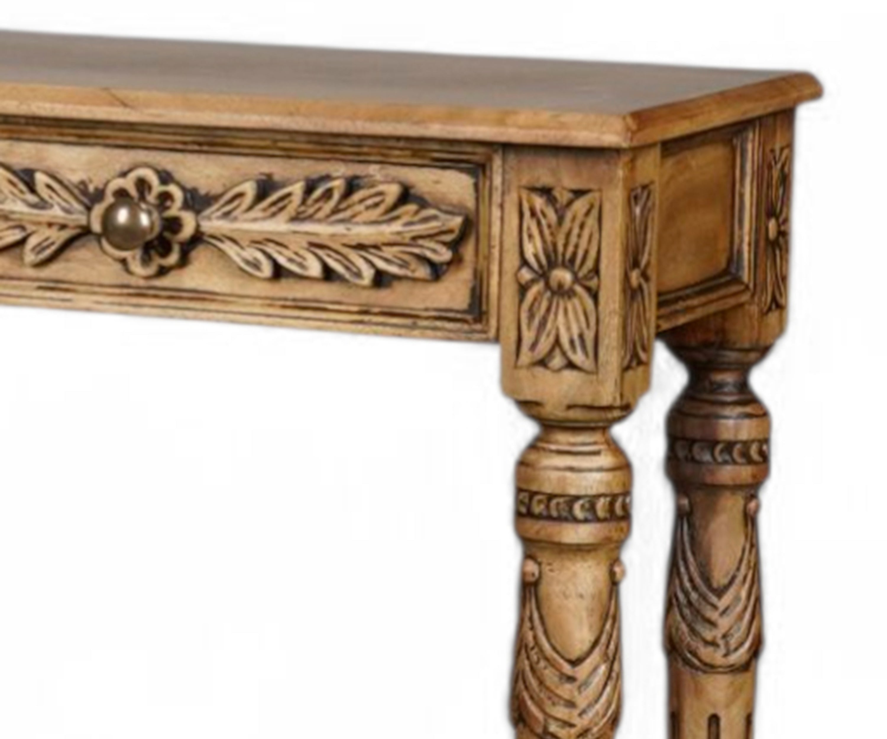 French Style Carved Console Table with 3 Drawers