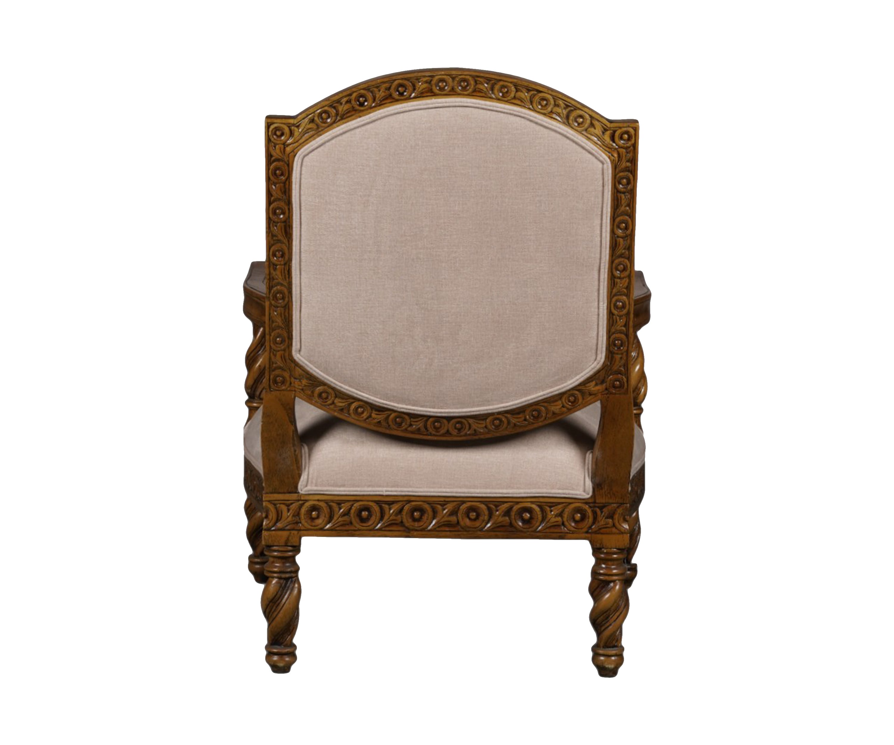 Royal Carved Armchair with Blush Upholstery