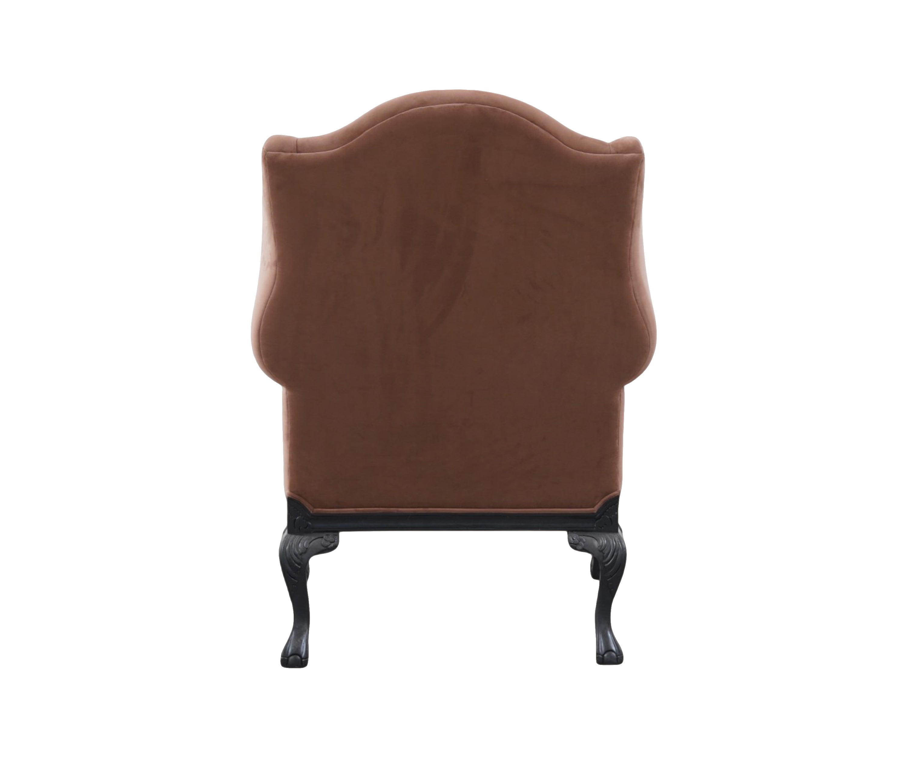 Wingback Lounge Chair with Brown Upholstery & Black Curved Legs