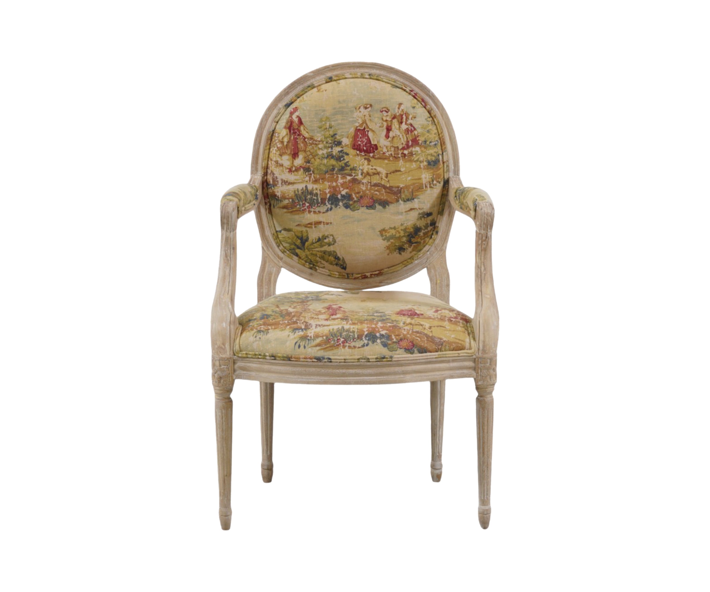 Gustavian Oval Back Armchair with Fluted Legs