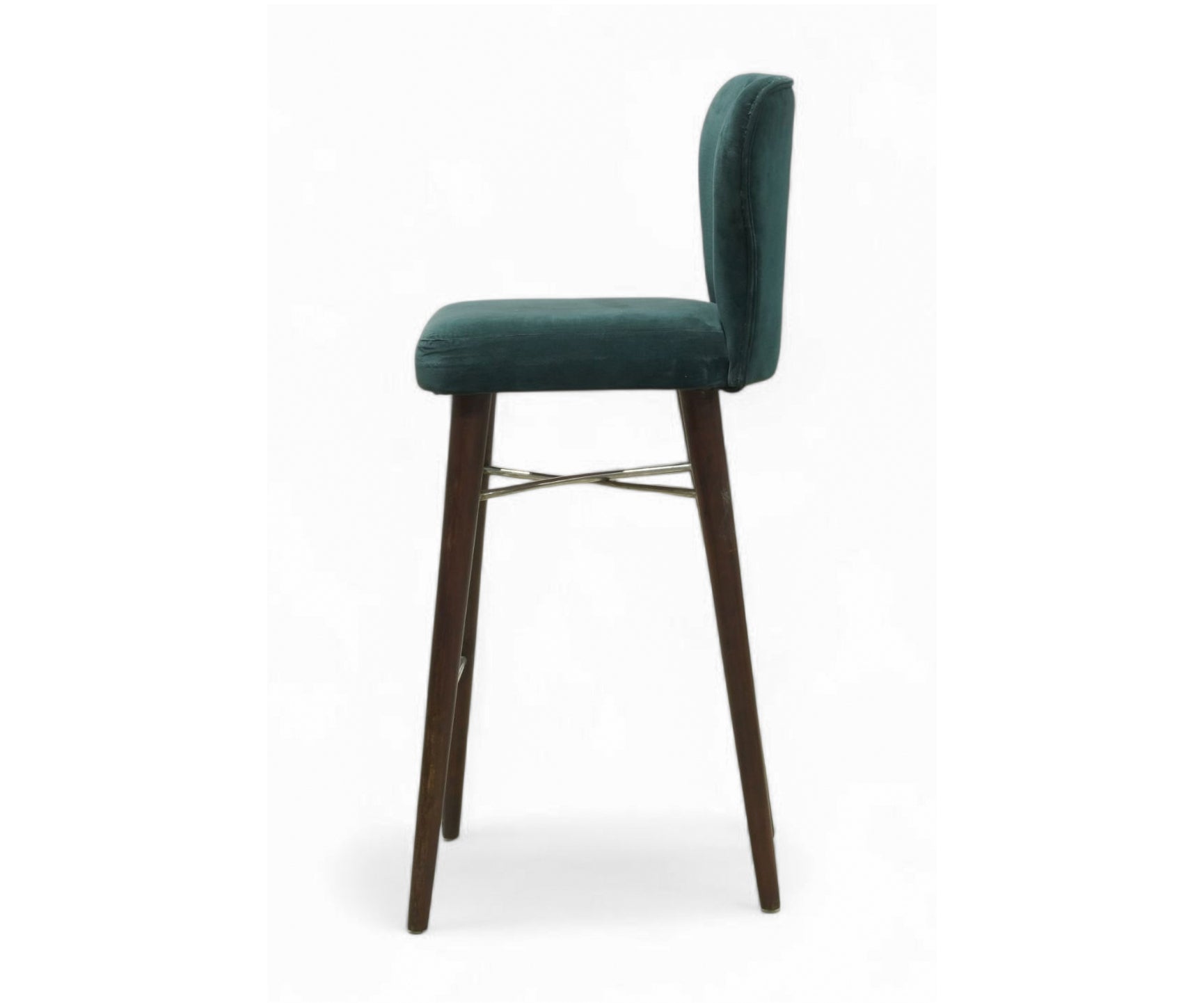 Emerald Velvet Bar Chair with Solid Wood Legs