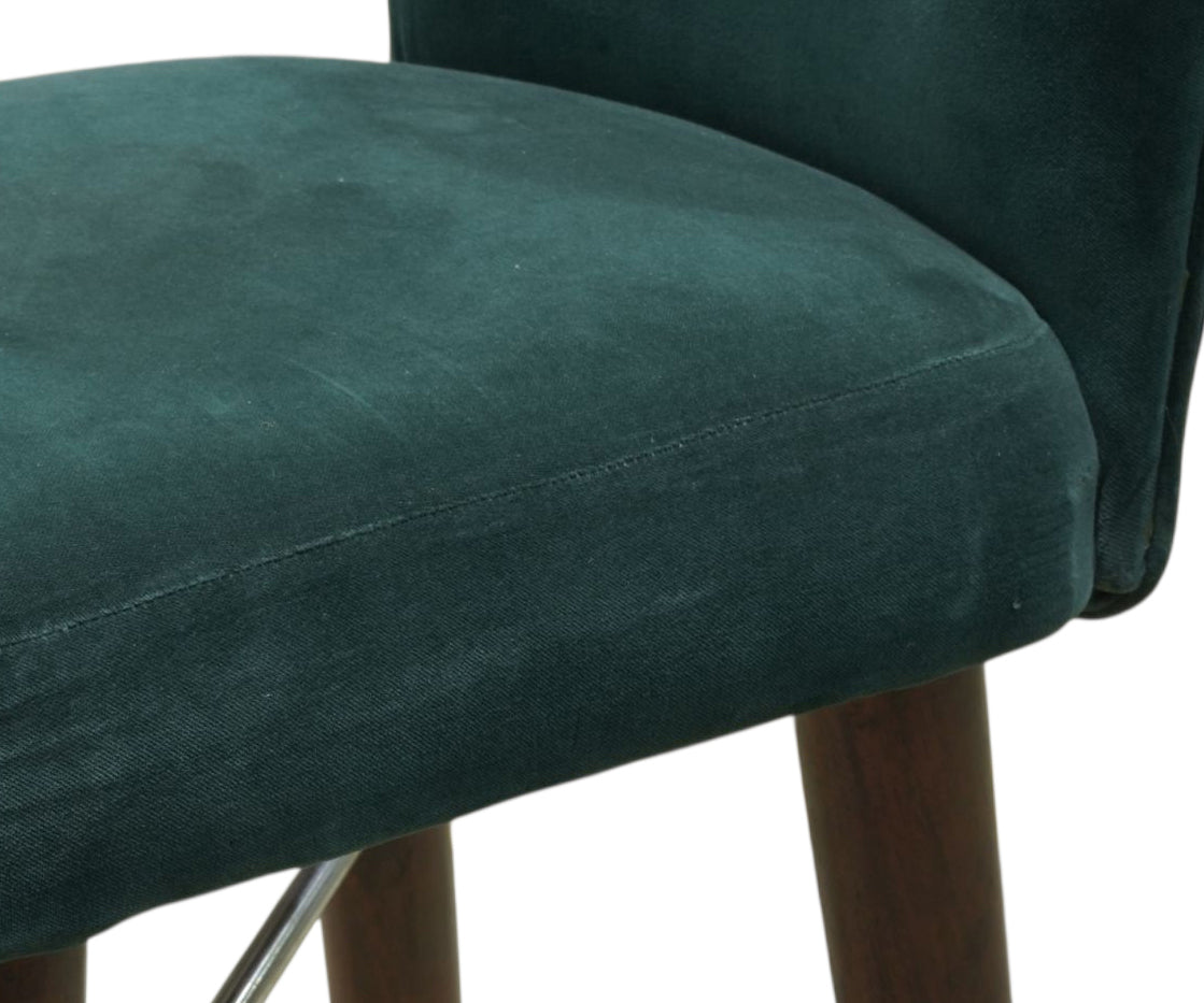 Emerald Velvet Bar Chair with Solid Wood Legs