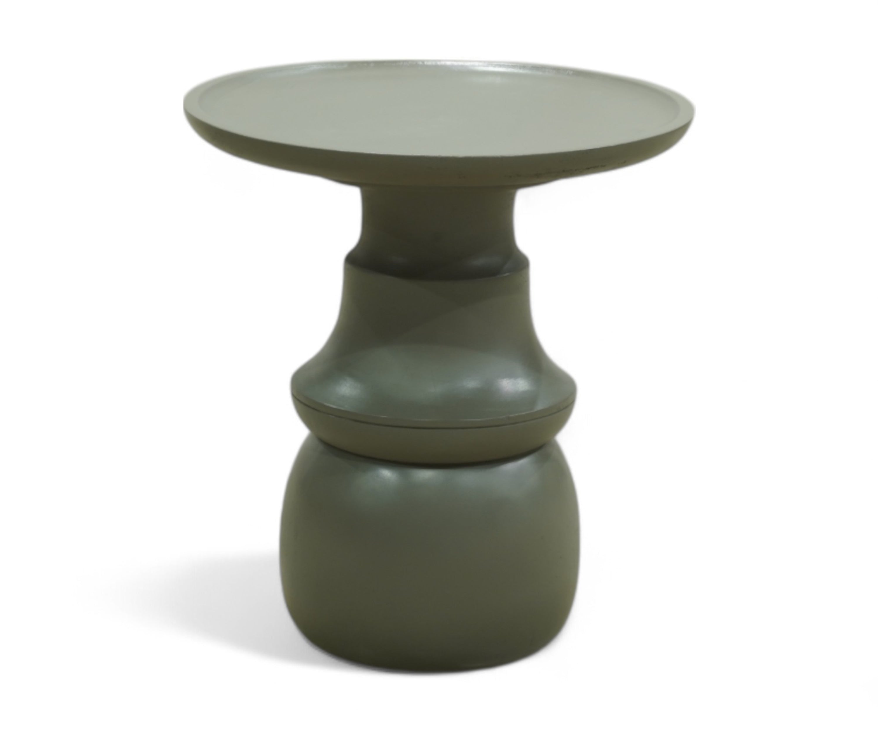 Modern Green Wooden Side Table with Sculptural Pedestal Base