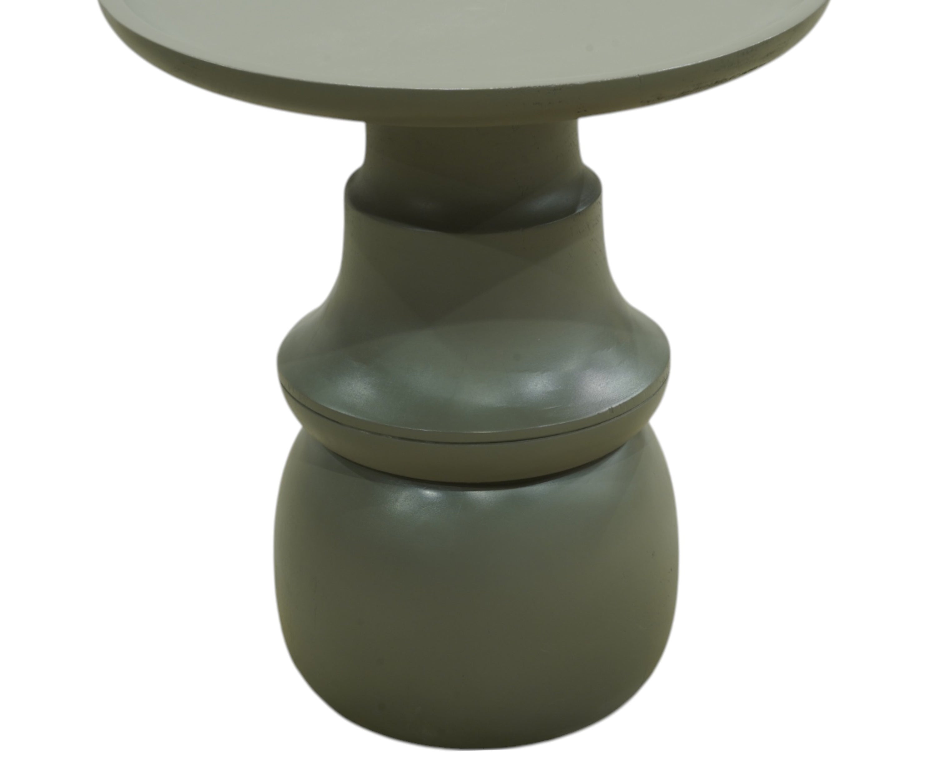 Modern Green Wooden Side Table with Sculptural Pedestal Base