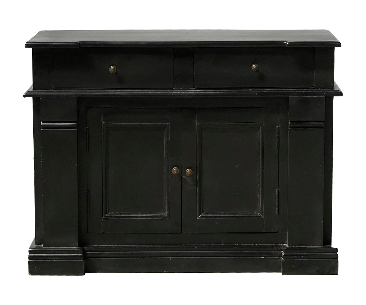 Black Wooden 2-Drawer Chest of Drawers with Cabinet Storage