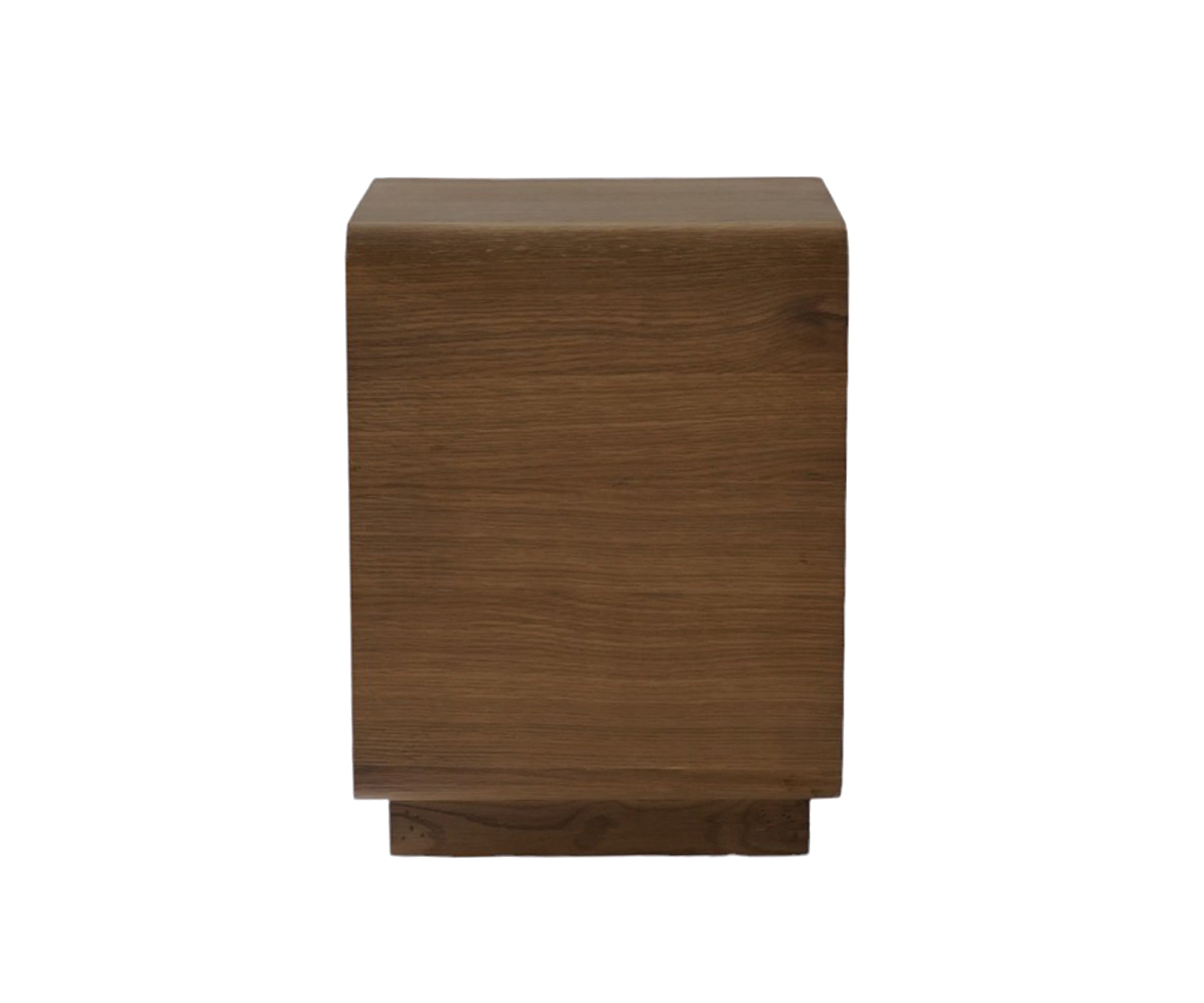 Modern Walnut Oak Curved Nightstand with Recessed Pedestal