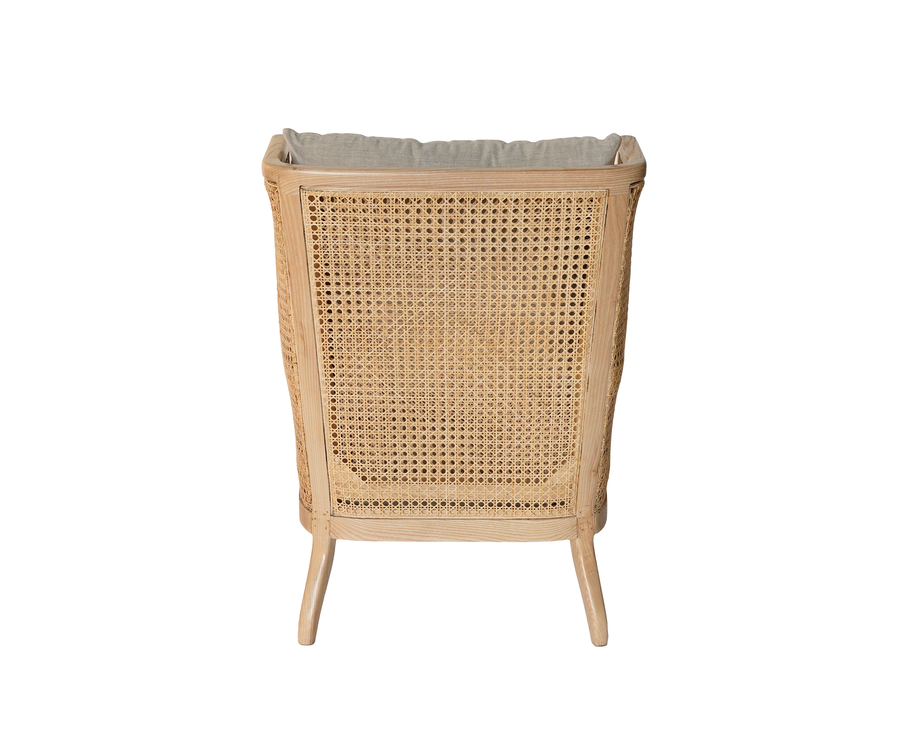 Natural Cane Lounge Armchair with Fabric Upholstery