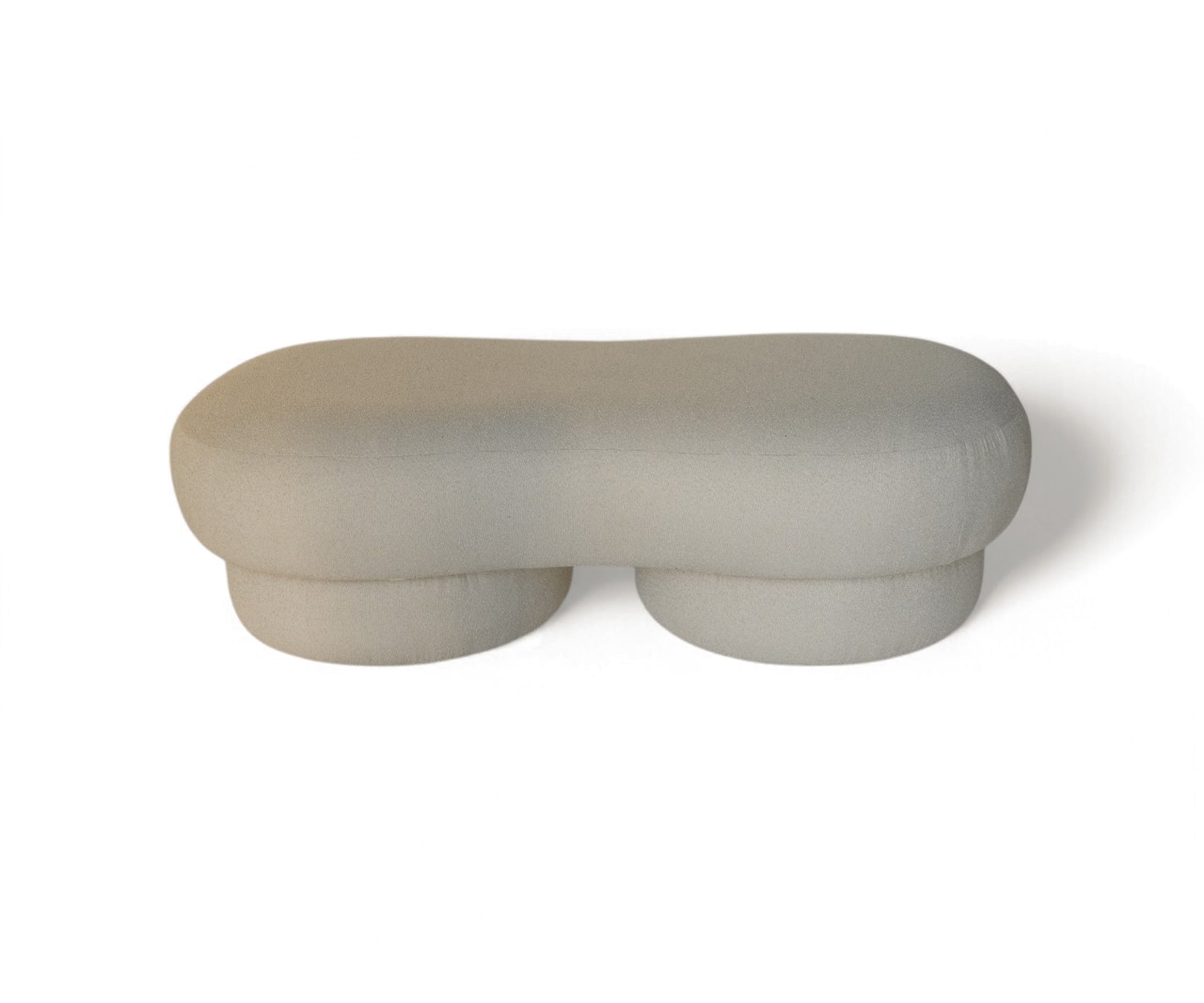 Modern Ivory Boucle Wave Curved Ottoman