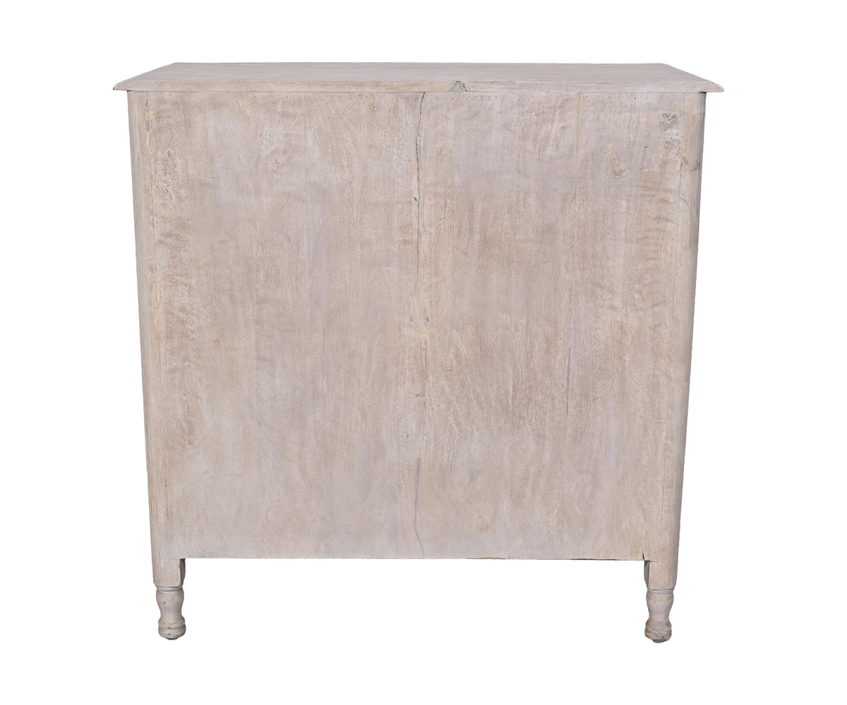 5-Drawer Wooden Chest of Drawers with Curved Fronts and Brass Drop Handles