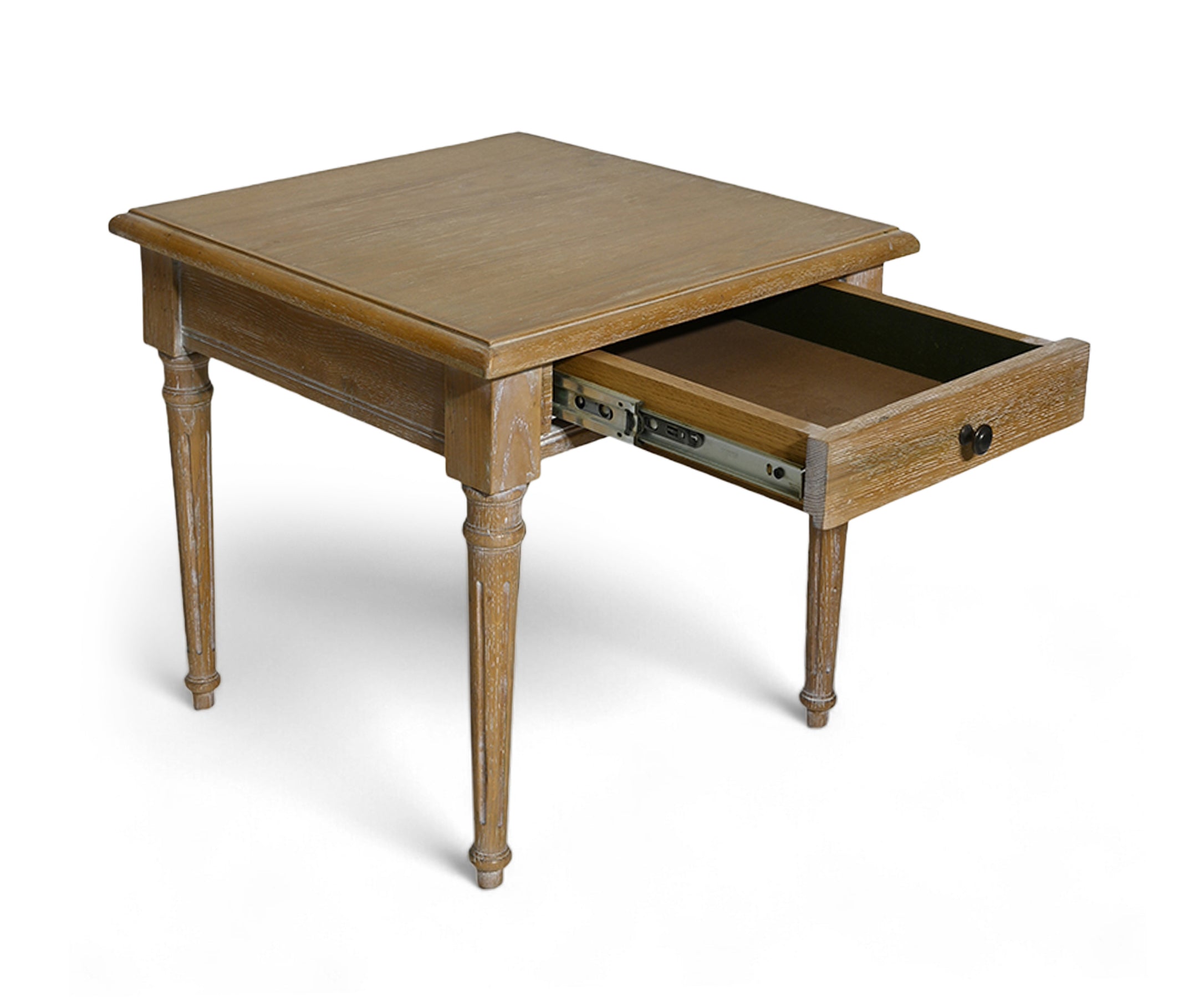 Natural Oak Gustavian Bed Side Table with Drawer