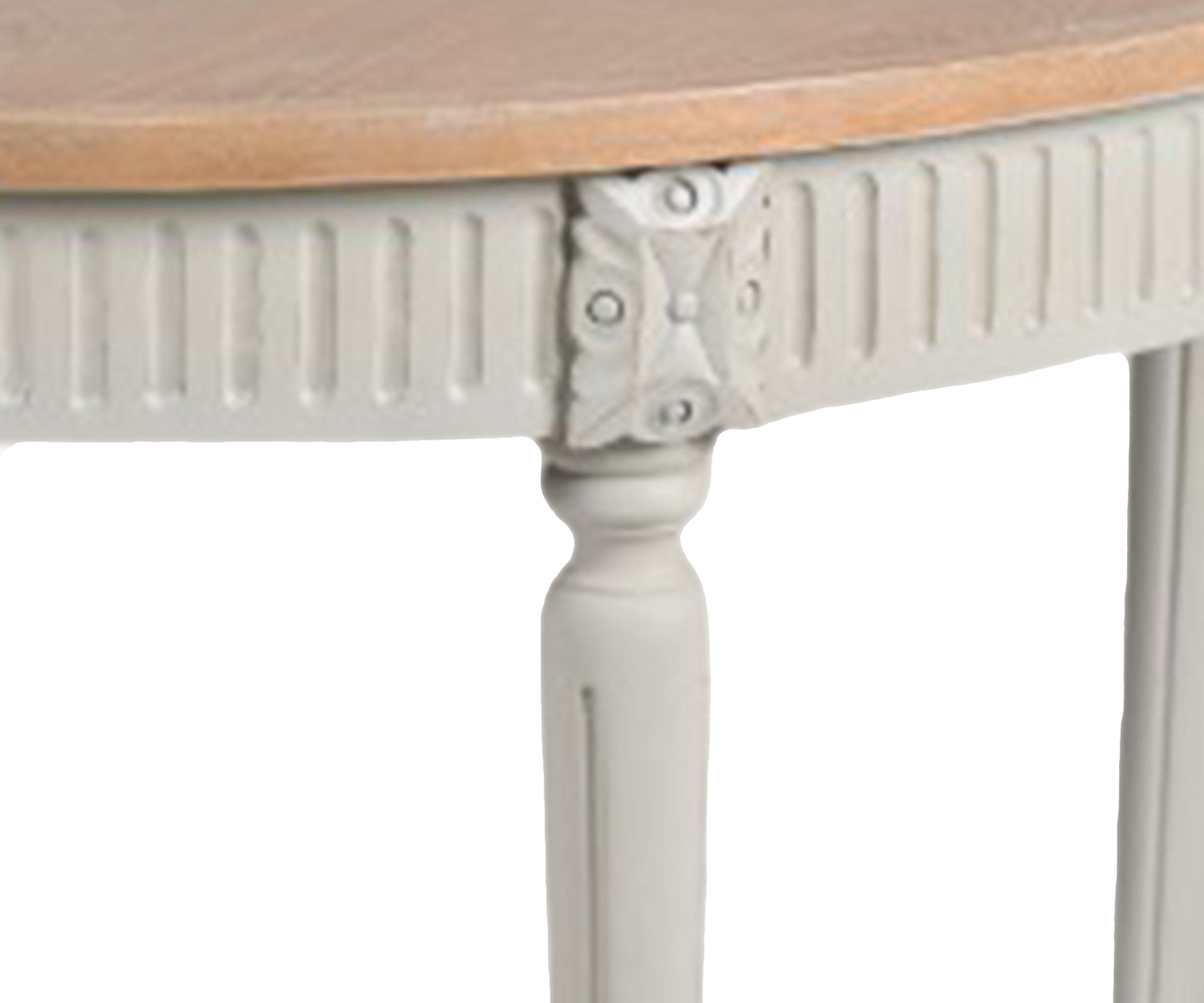 Natural Wood Oval 8 Seater Dining Table with White Turned Legs
