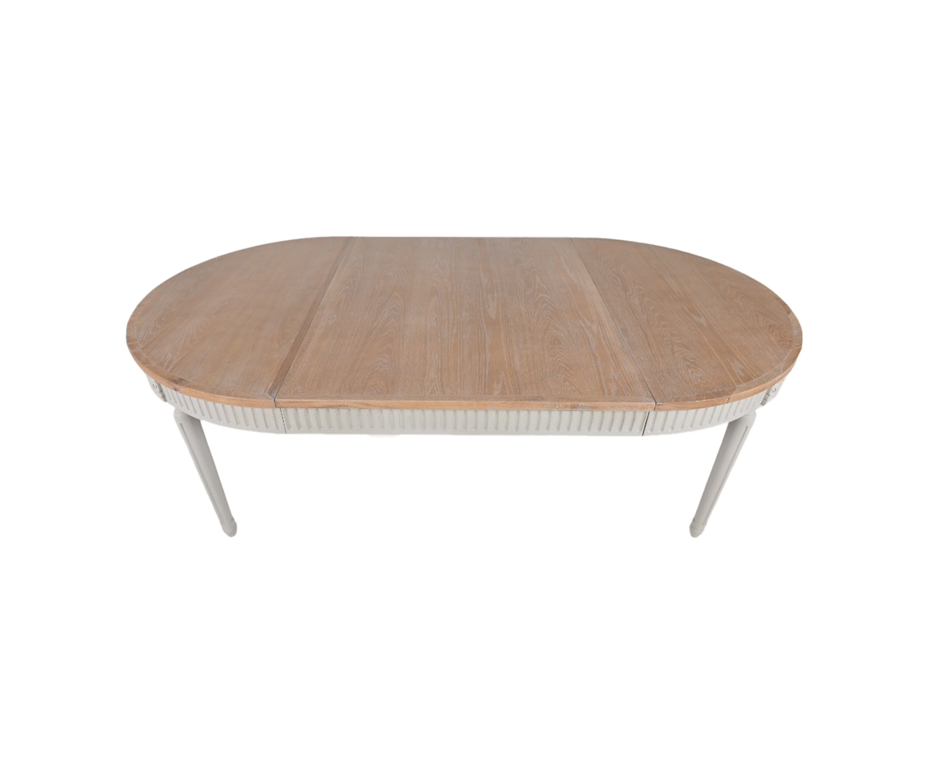 Natural Wood Oval 8 Seater Dining Table with White Turned Legs