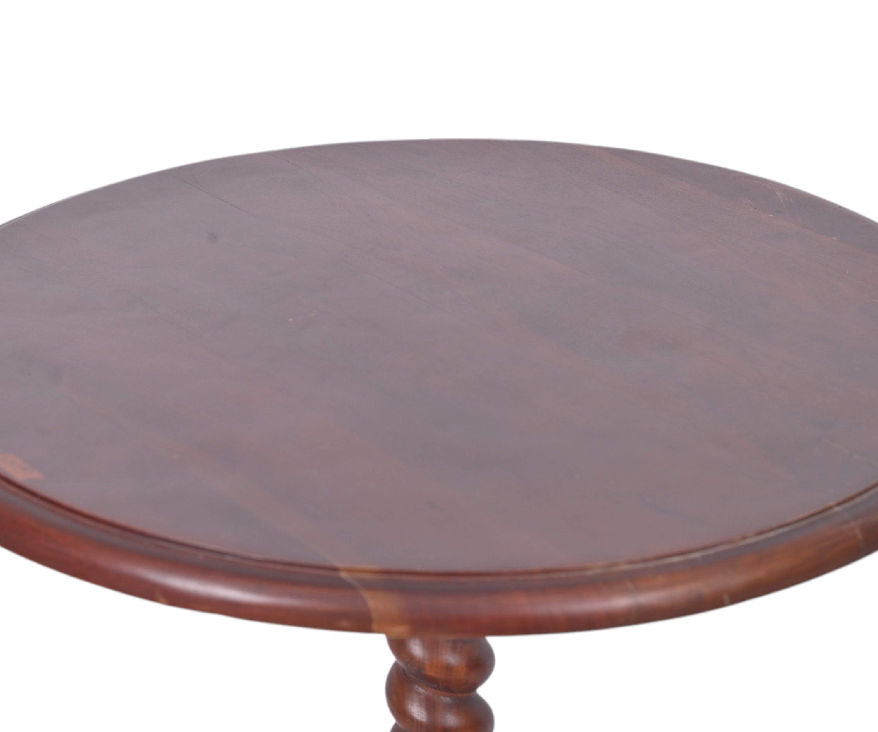 Wooden Side Table with Barley Twist Pedestal Base