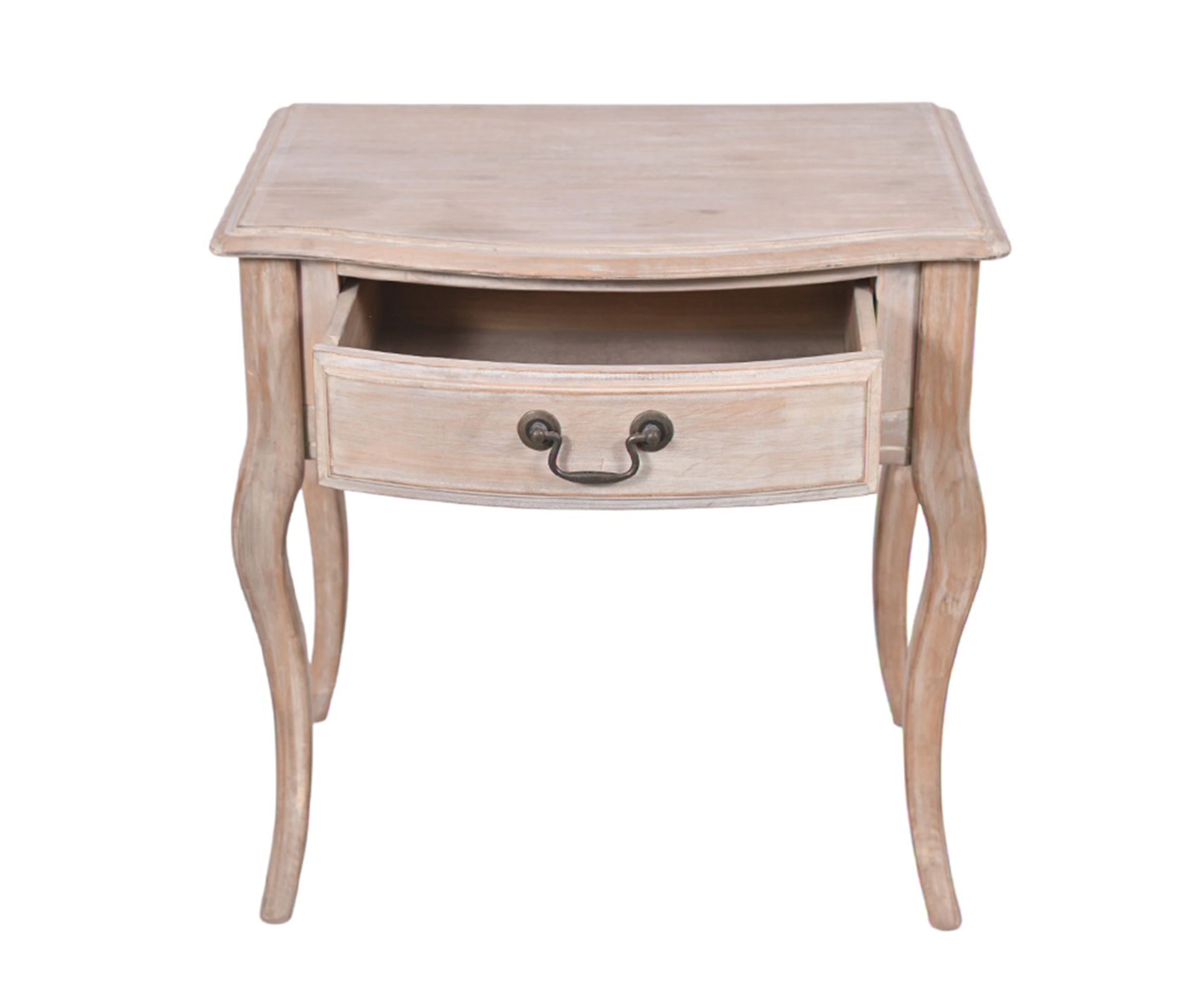 Antique Wood 1-Drawer Nightstand with Brass Handle