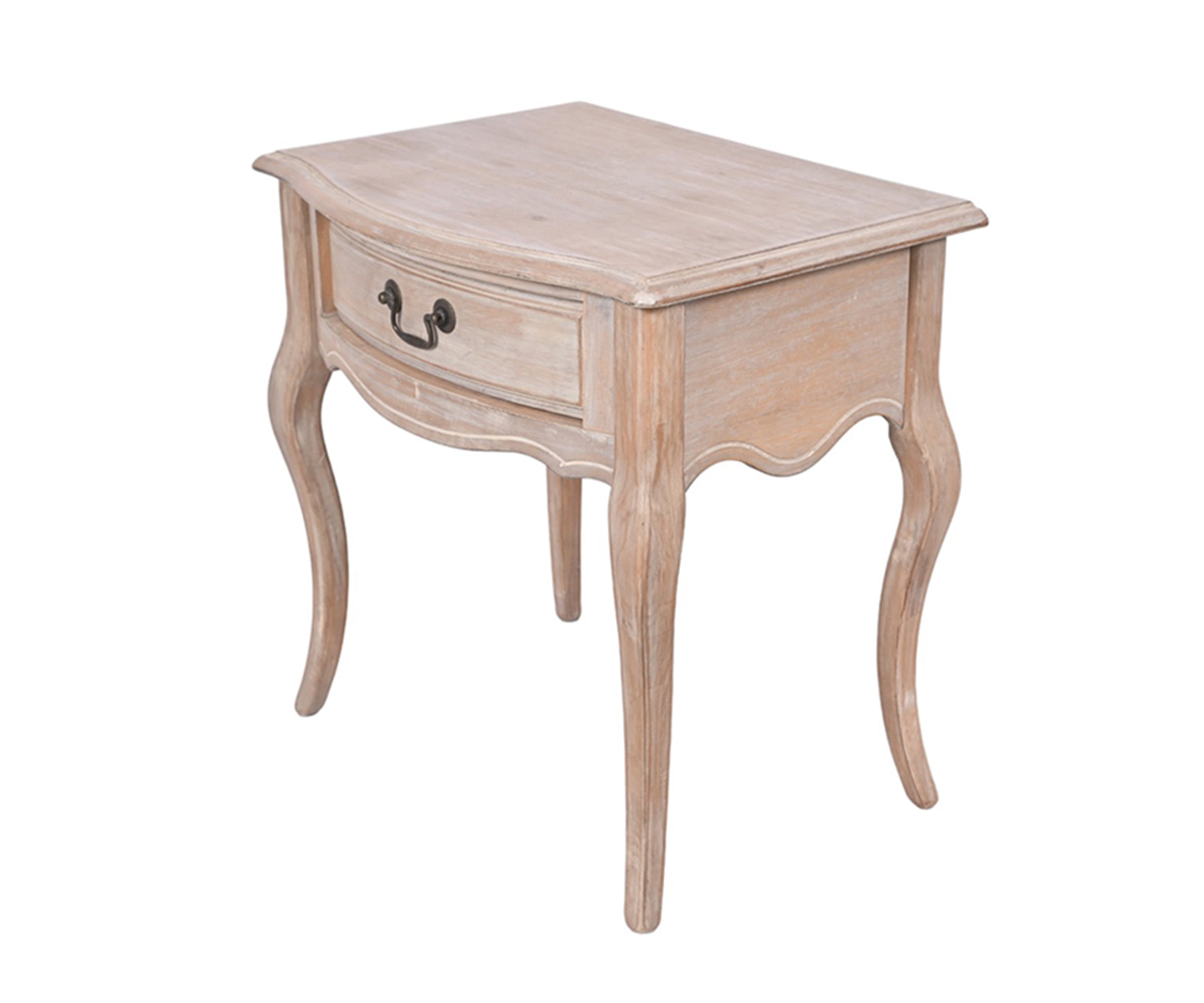 Antique Wood 1-Drawer Nightstand with Brass Handle
