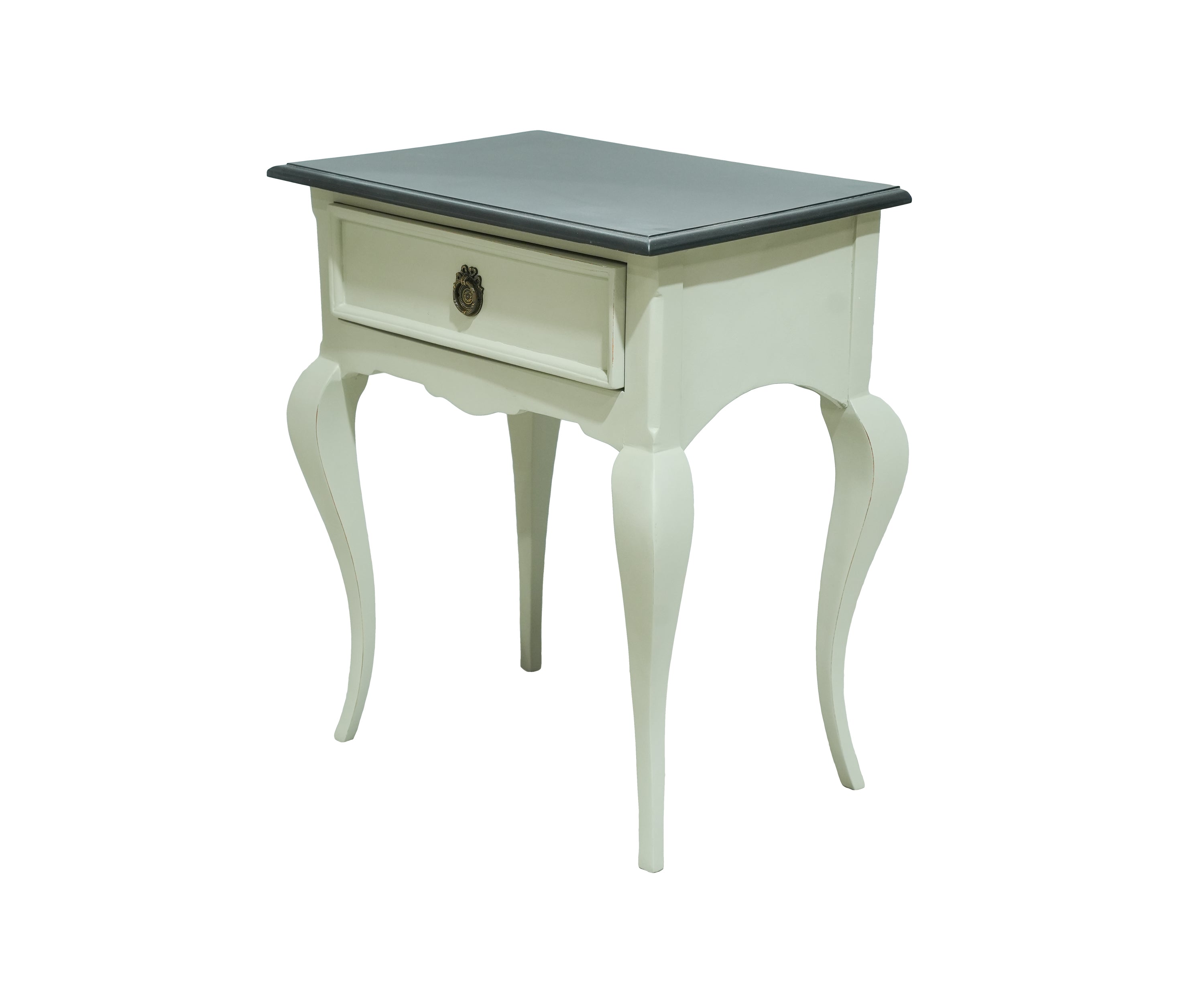 English Bedside Table with Drawer in Dual Tone Finish