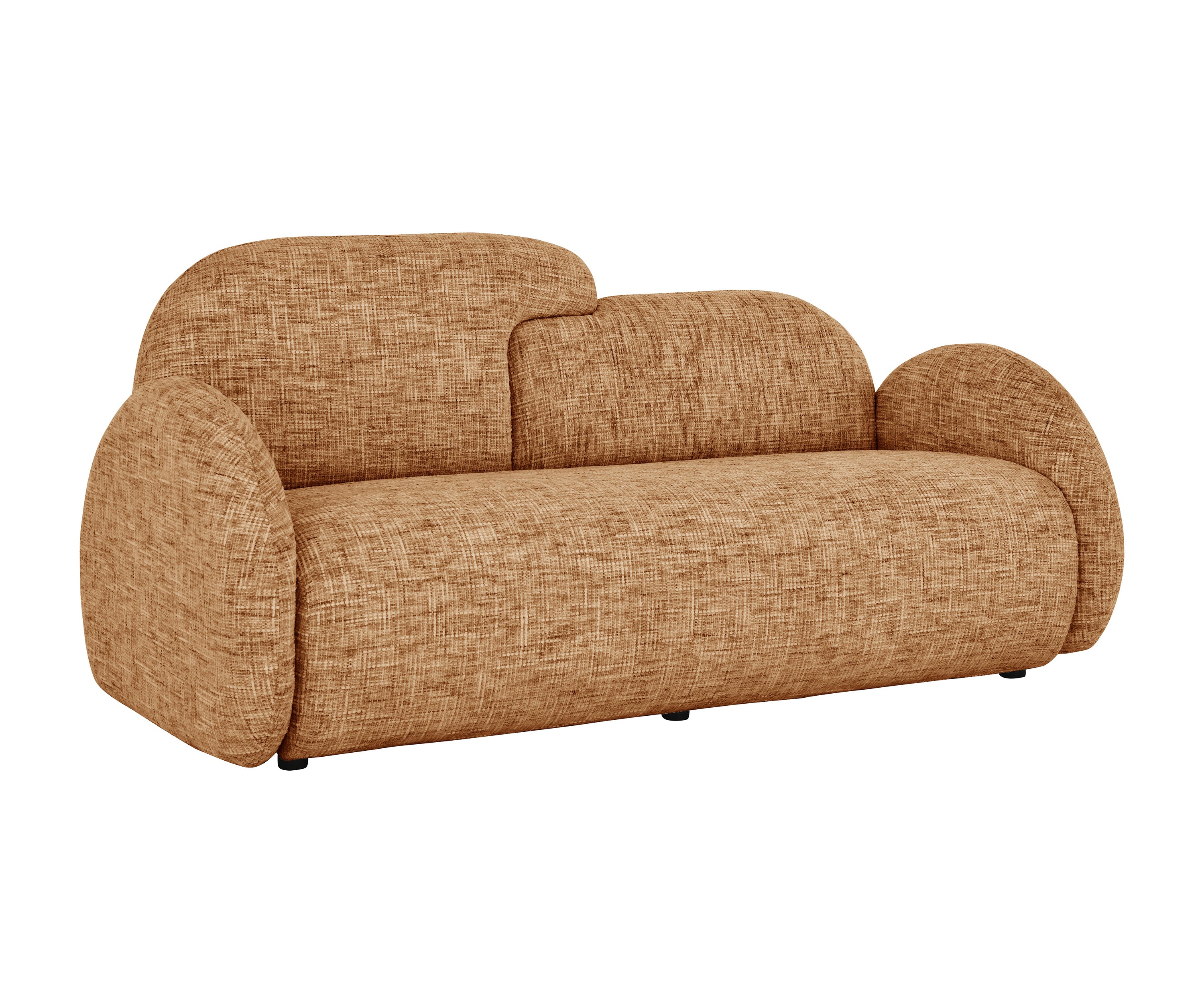 Caramel Beige Bouclé Bolster Sofa