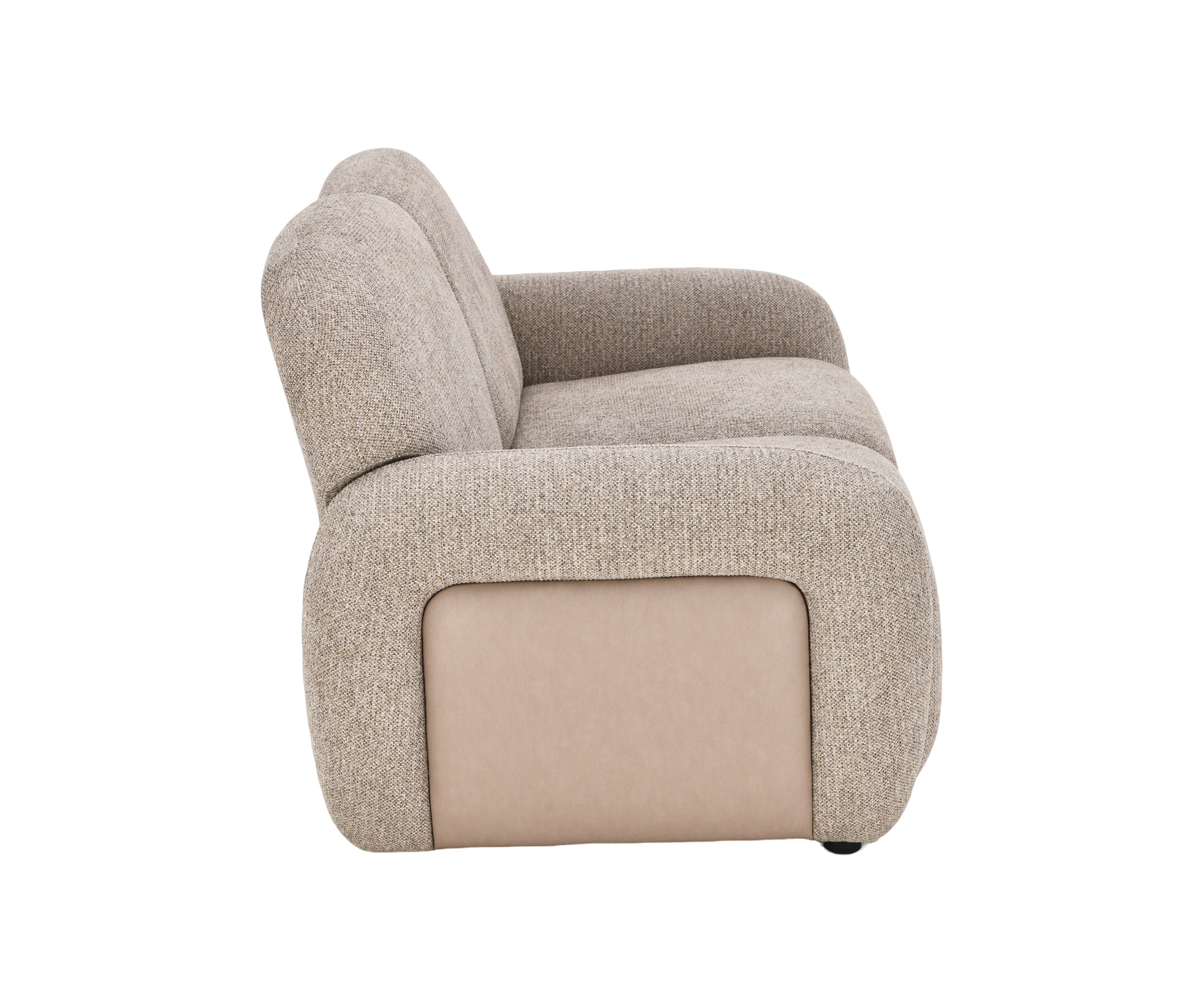 Sand Beige Linen 2-Seater Sofa with Puffy Rounded Arms & Scatter Cushions