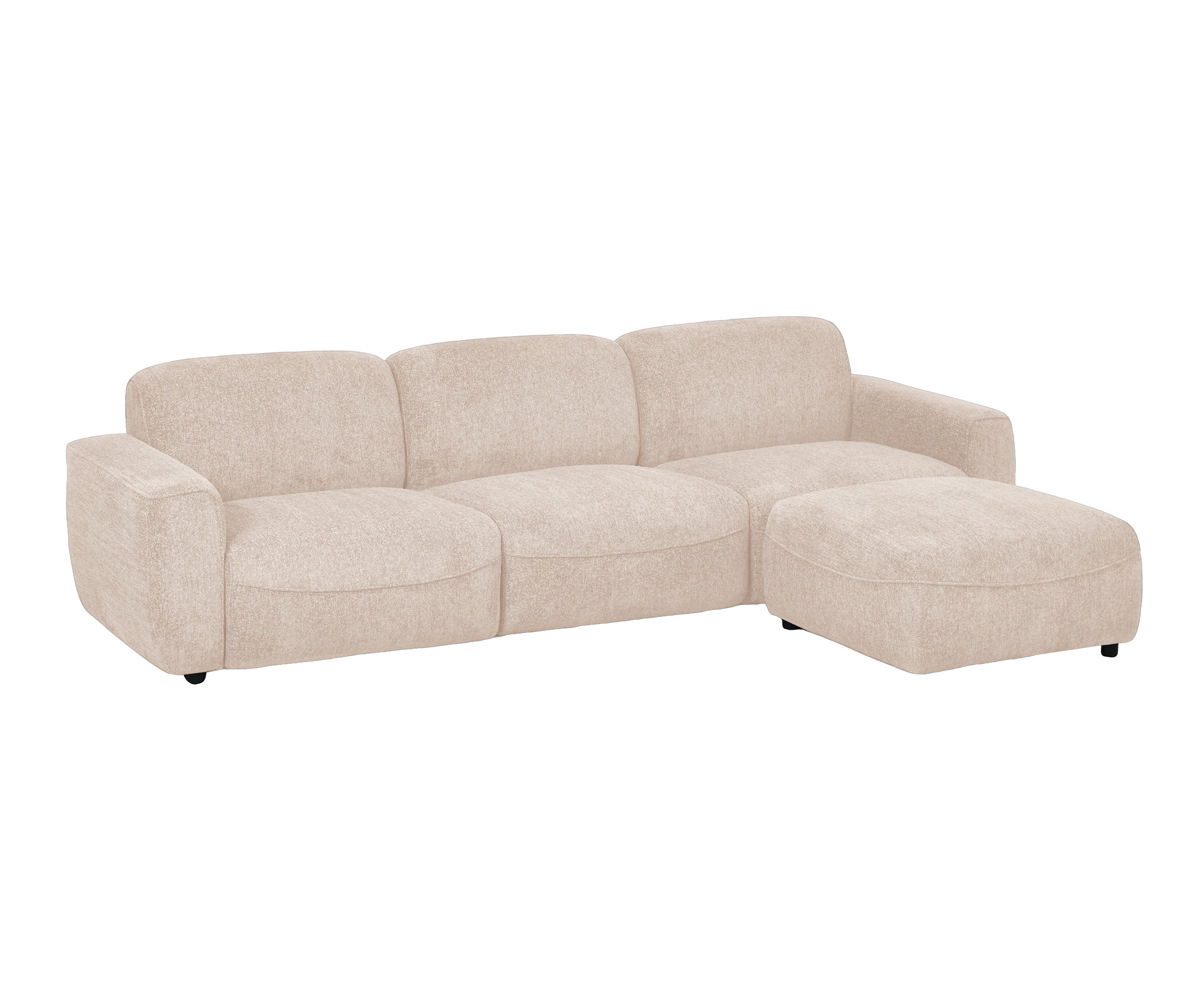 Cream Beige Chenille L-Shape Sofa