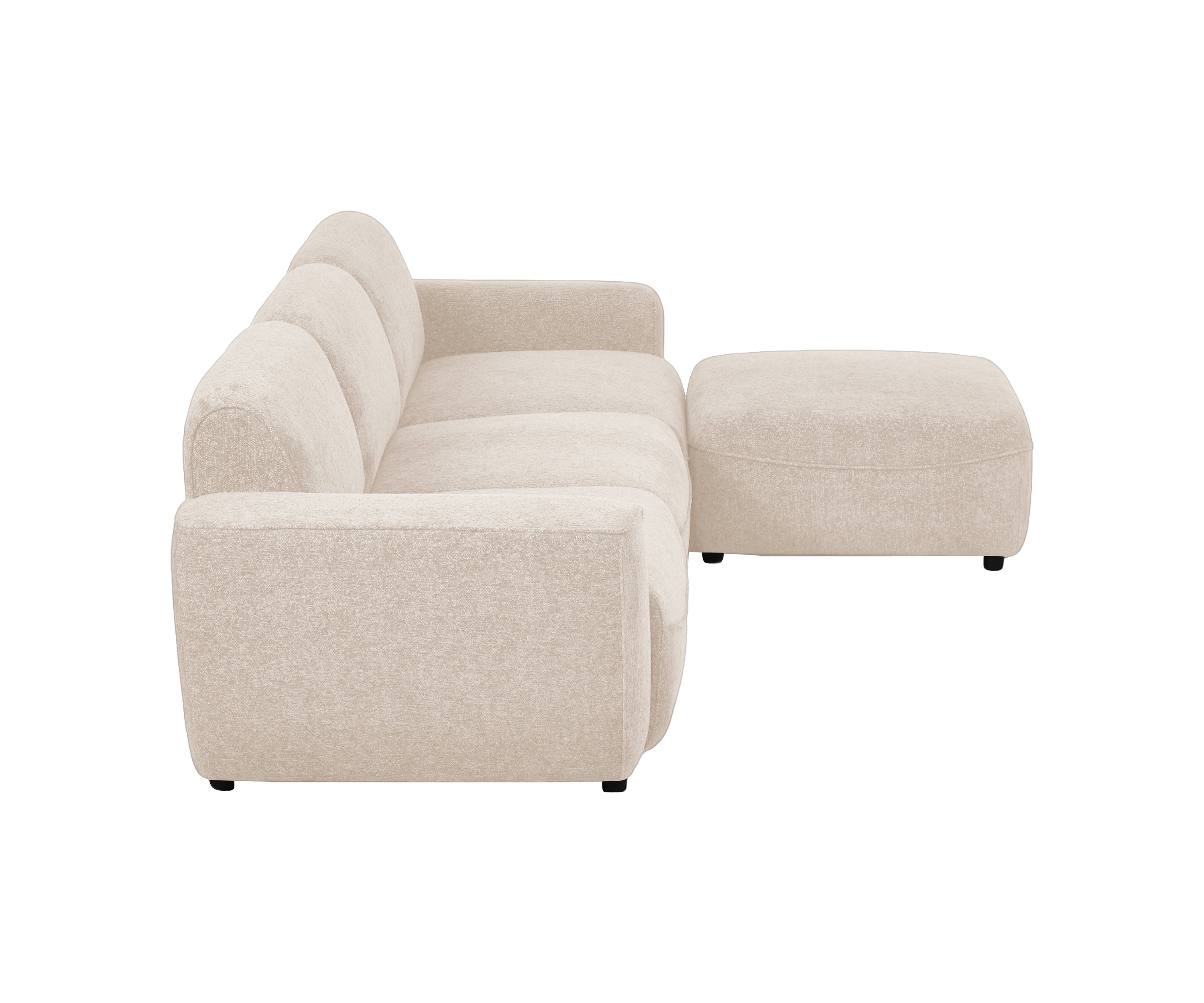 Cream Beige Chenille L-Shape Sofa