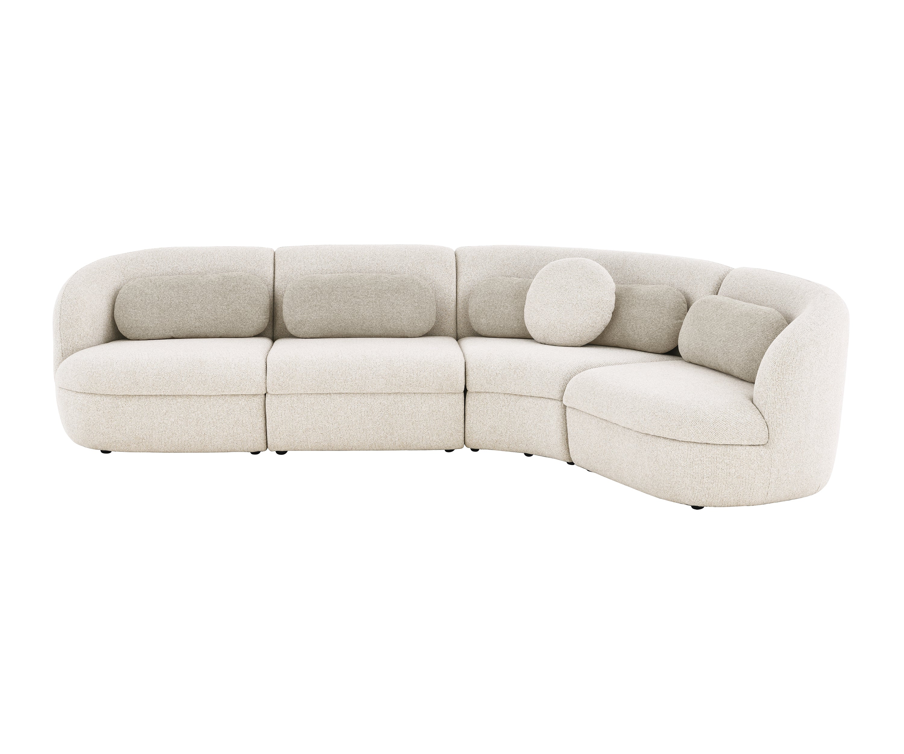 Off-White Curved Linen Sectional Sofa