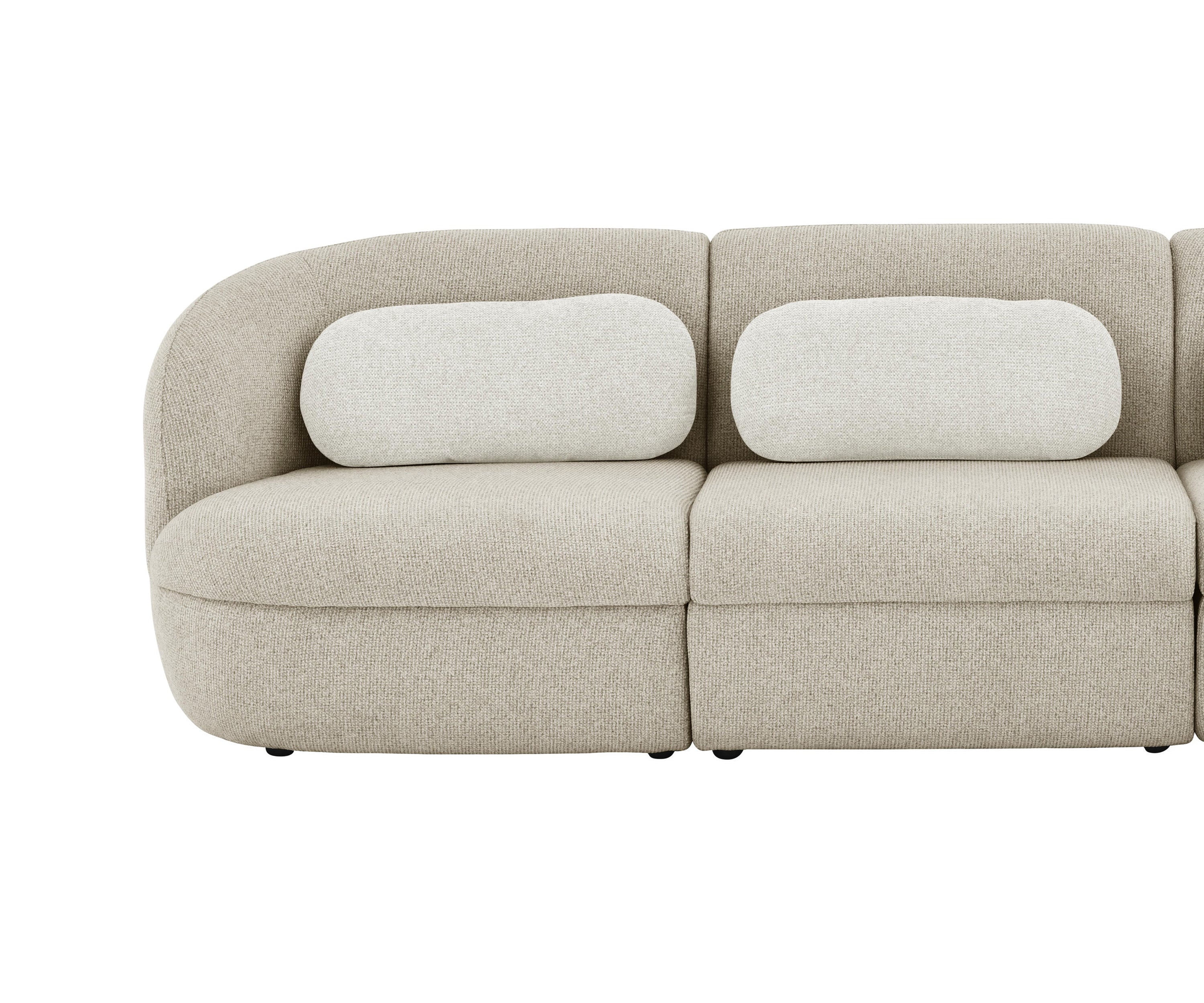 Beige Curved Linen Sectional Sofa