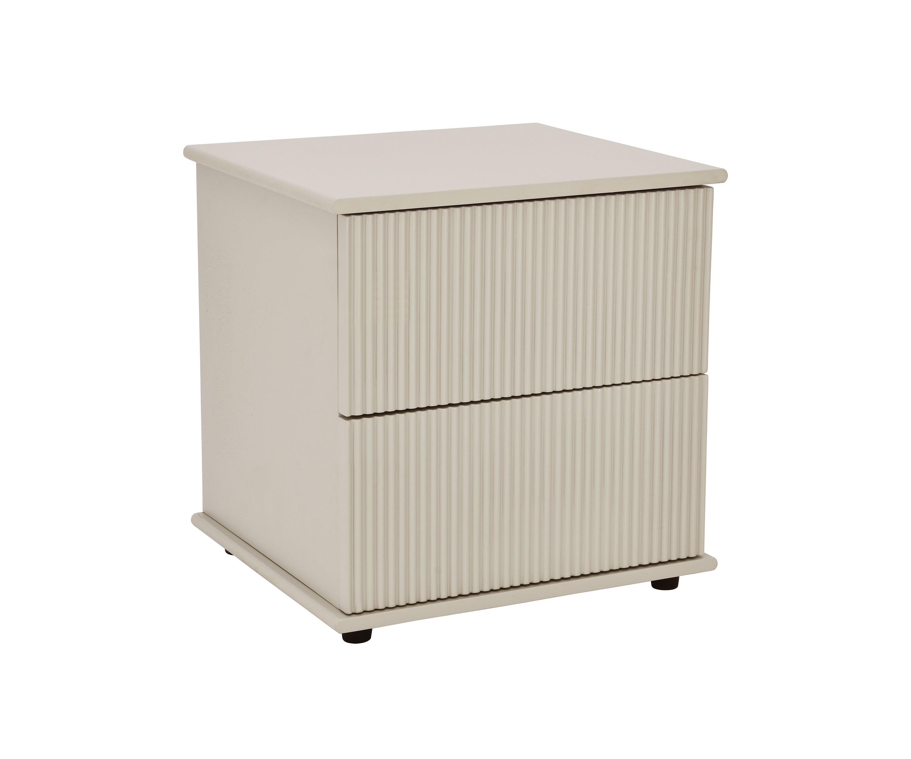 Modern Off-White Fluted 2-Drawer Bedside Table