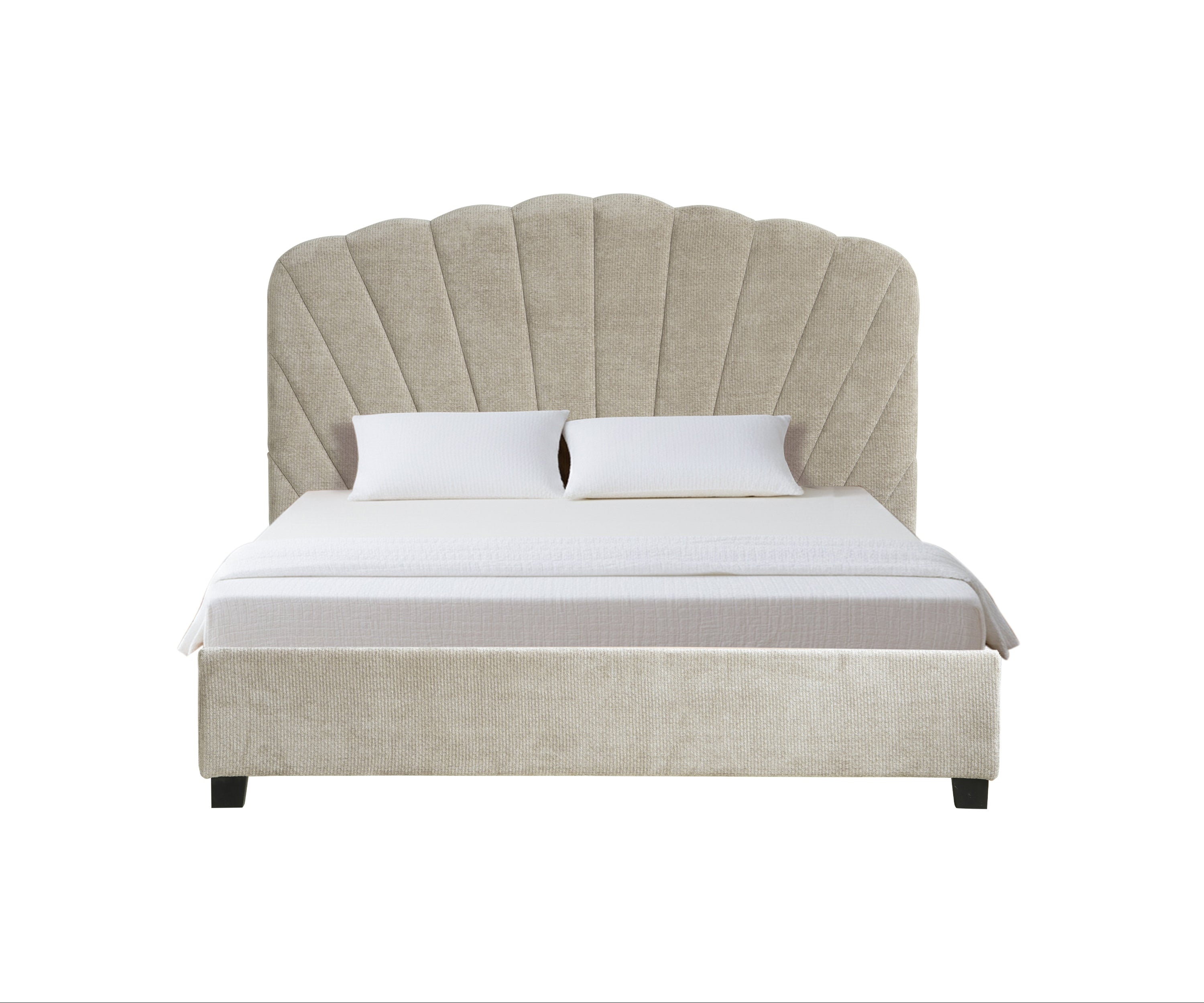 Ivory Lappi Shell Headboard Upholstered Bed