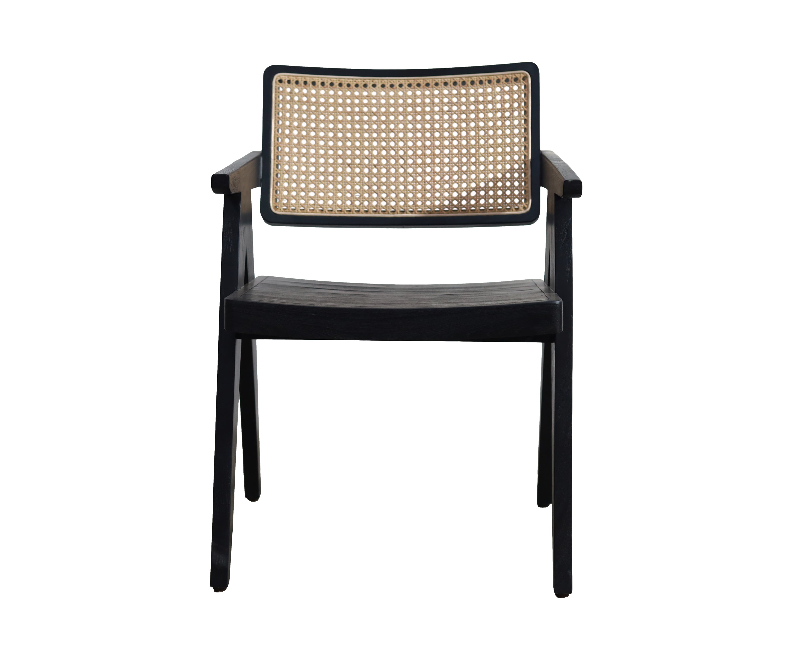 Teak Wood Outdoor Chair with Rattan Backrest