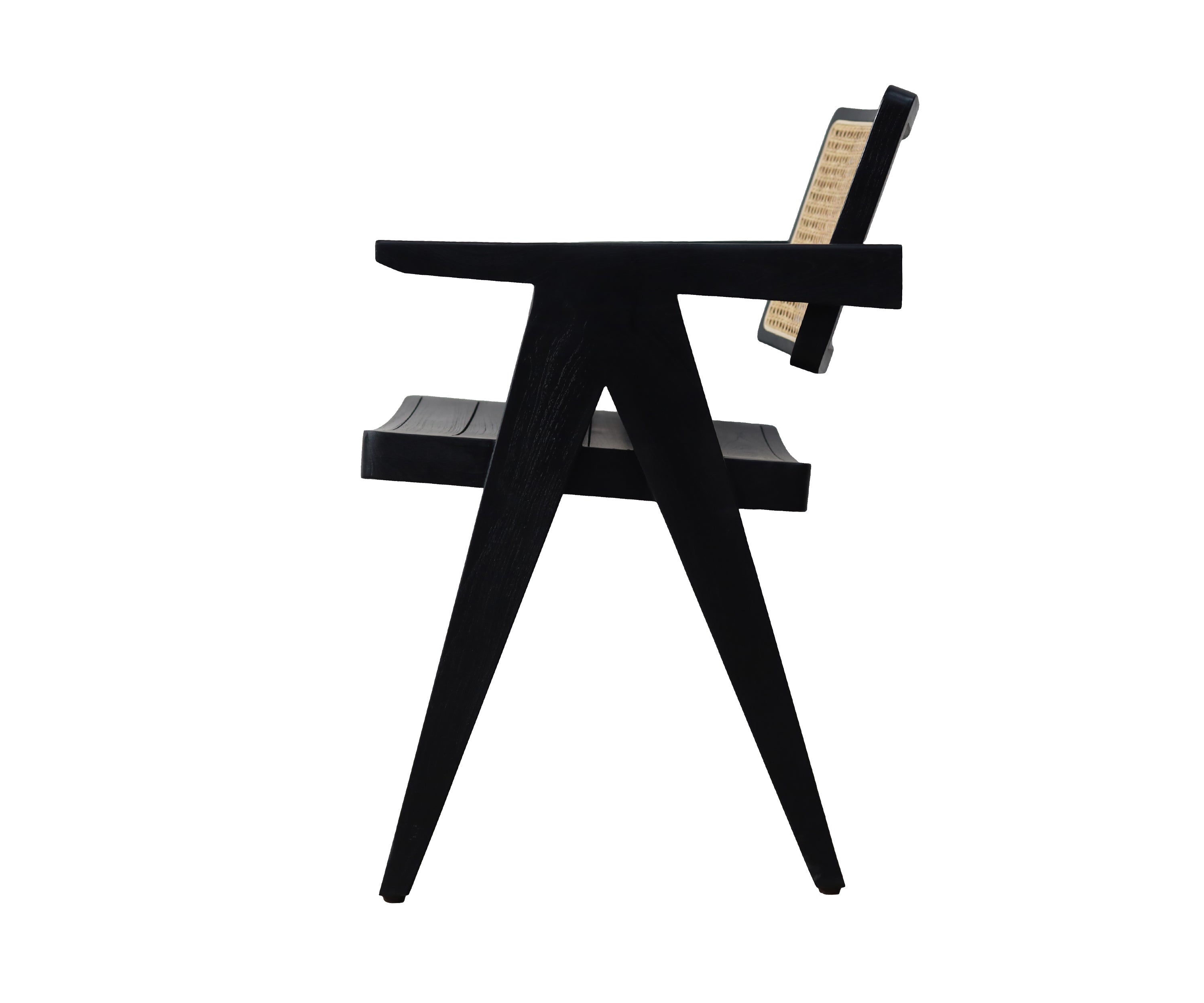 Teak Wood Outdoor Chair with Rattan Backrest