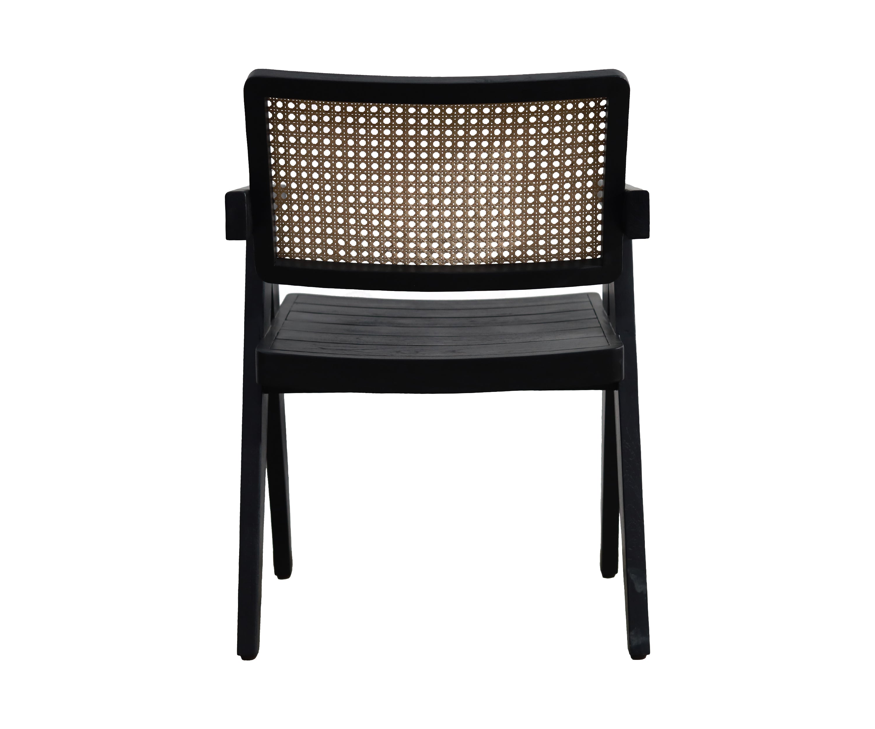 Teak Wood Outdoor Chair with Rattan Backrest