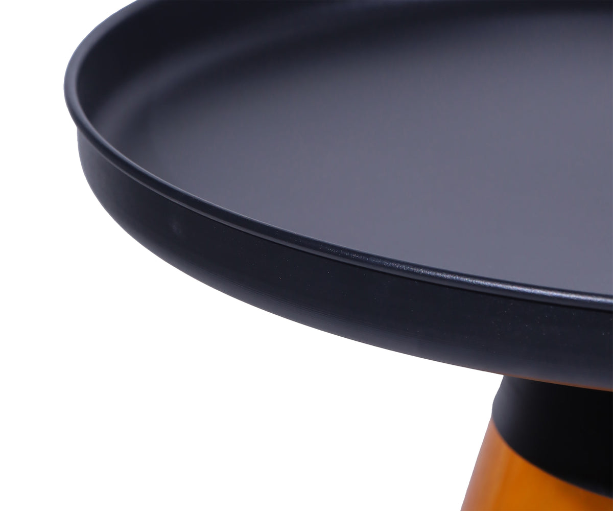 Nordic Luxury Round Coffee Table with Tinted Orange Glass Base
