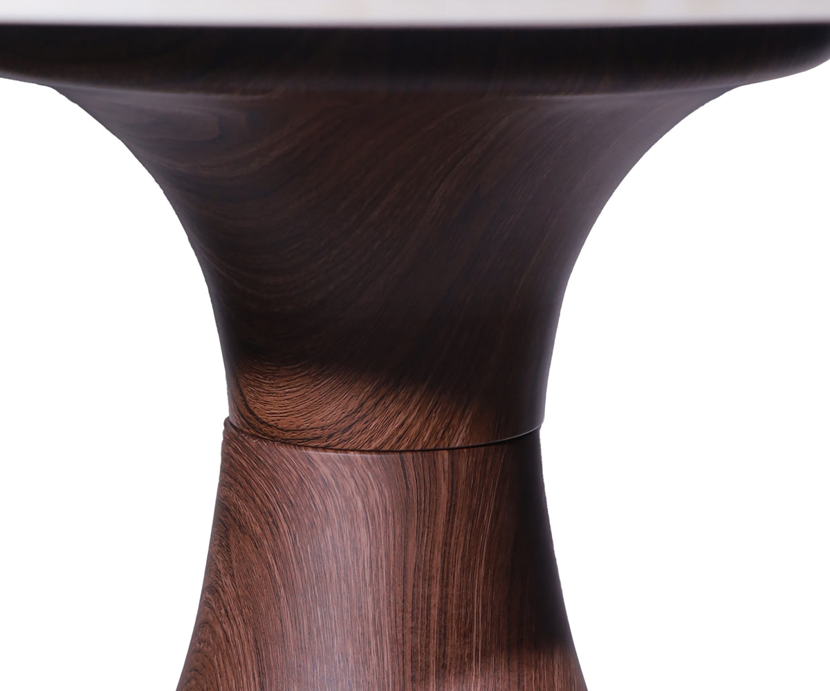Round Two Toned 4-Seater Dining Table with Bulbous Metal Pedestal Base