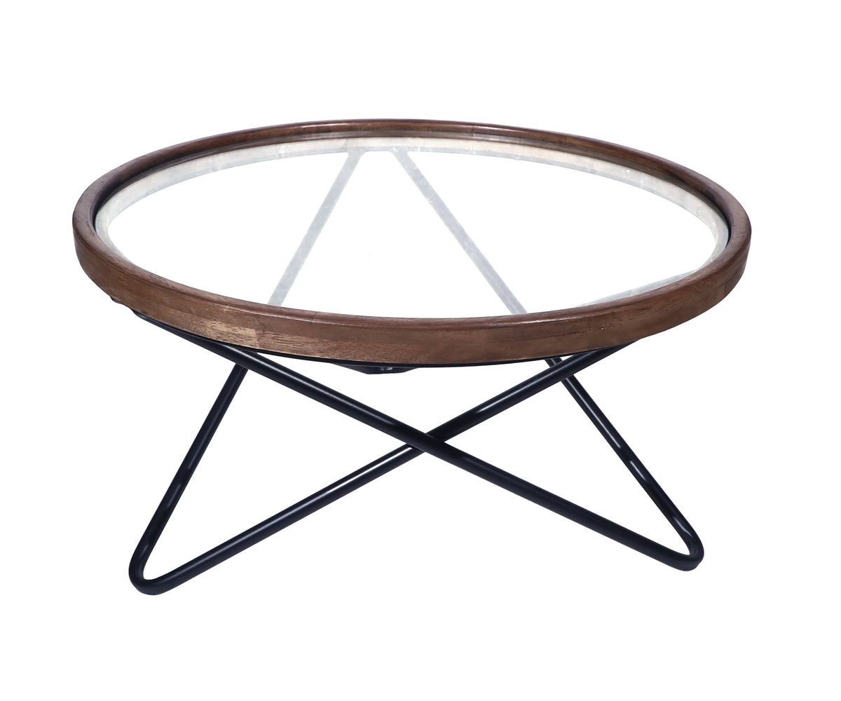 Low Round Teak Coffee Table with Angular Legs